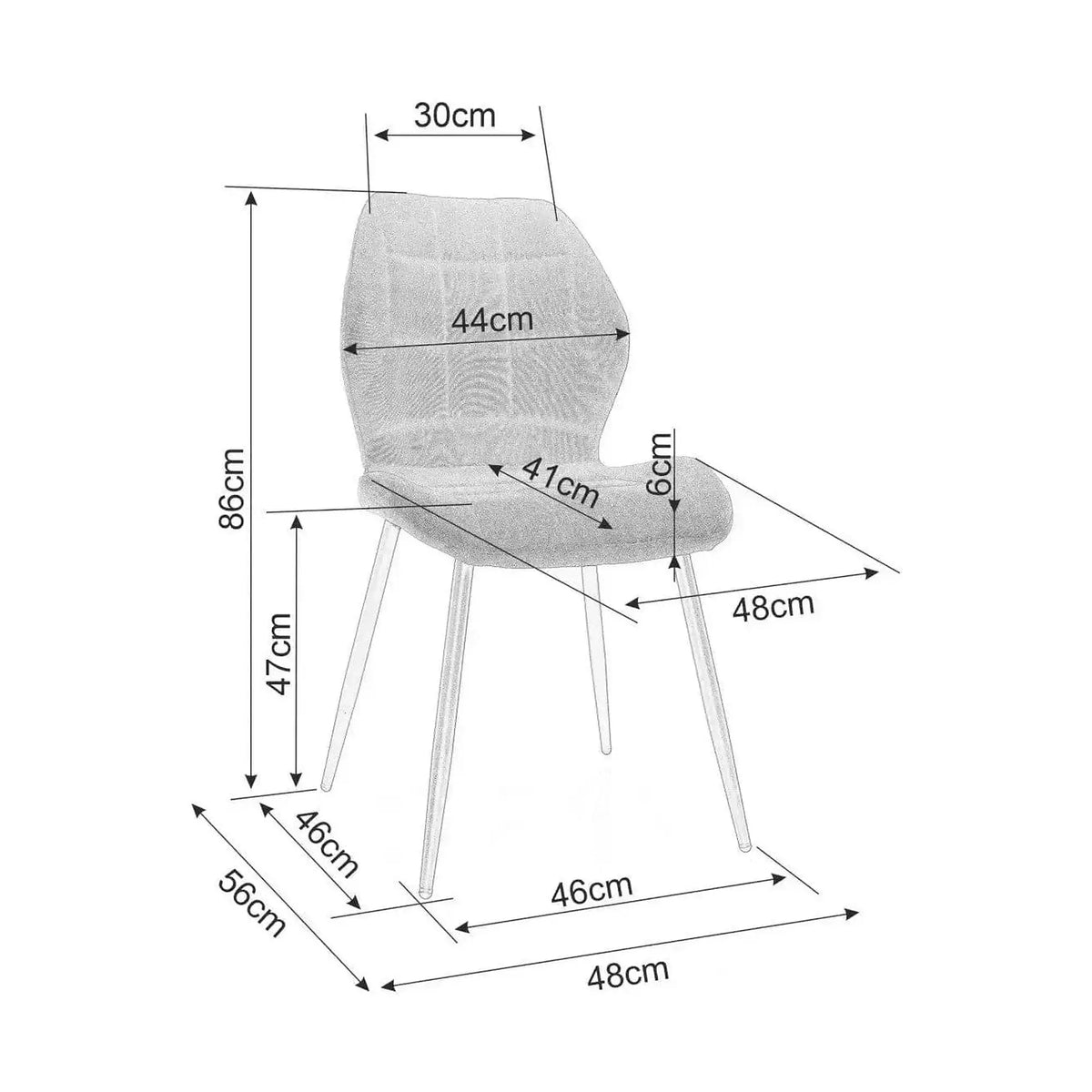 Scaun RICK, negru - Bluvel 19, stofa catifelata/metal, 48x56x86 cm