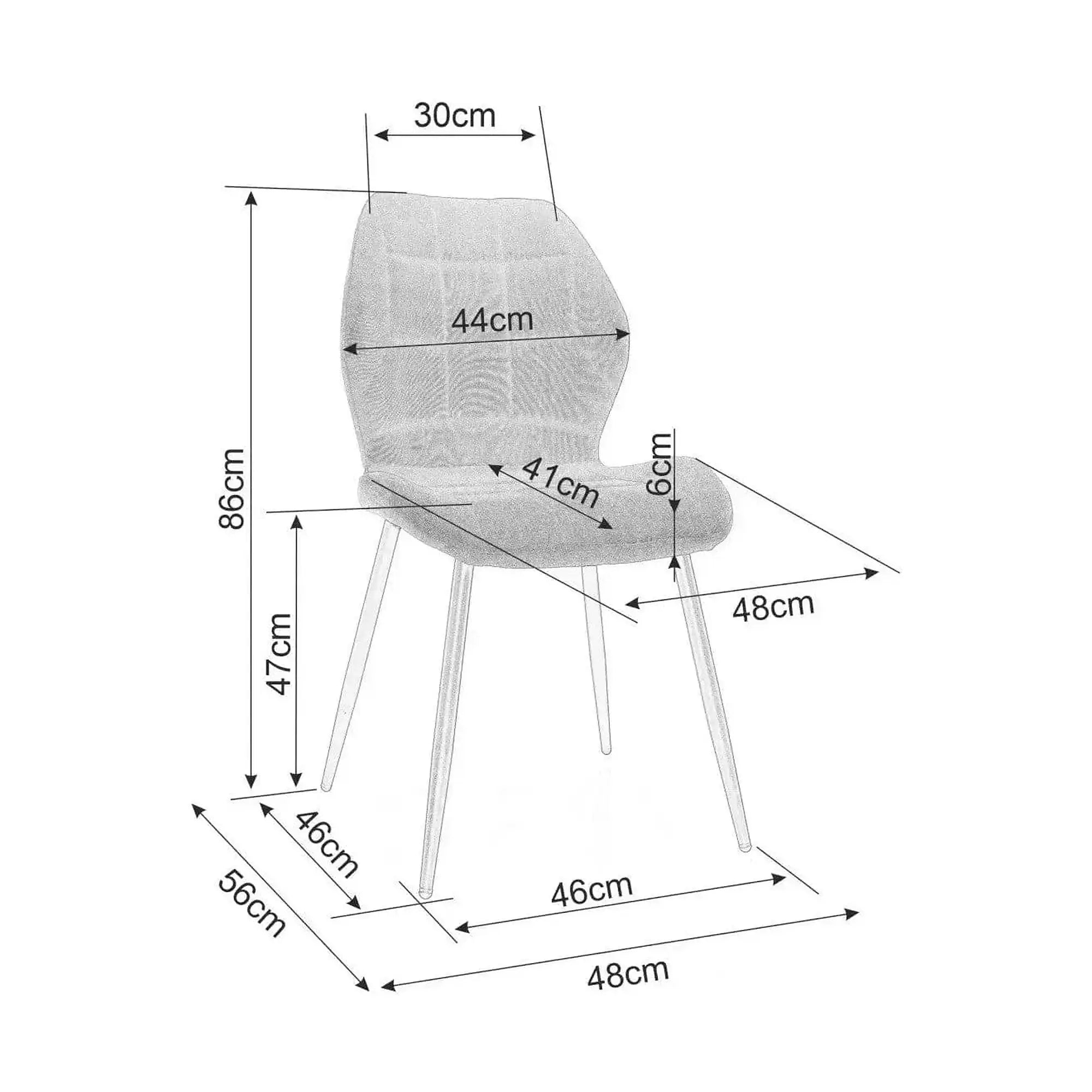 Scaun RICK, negru - Bluvel 19, stofa catifelata/metal, 48x56x86 cm