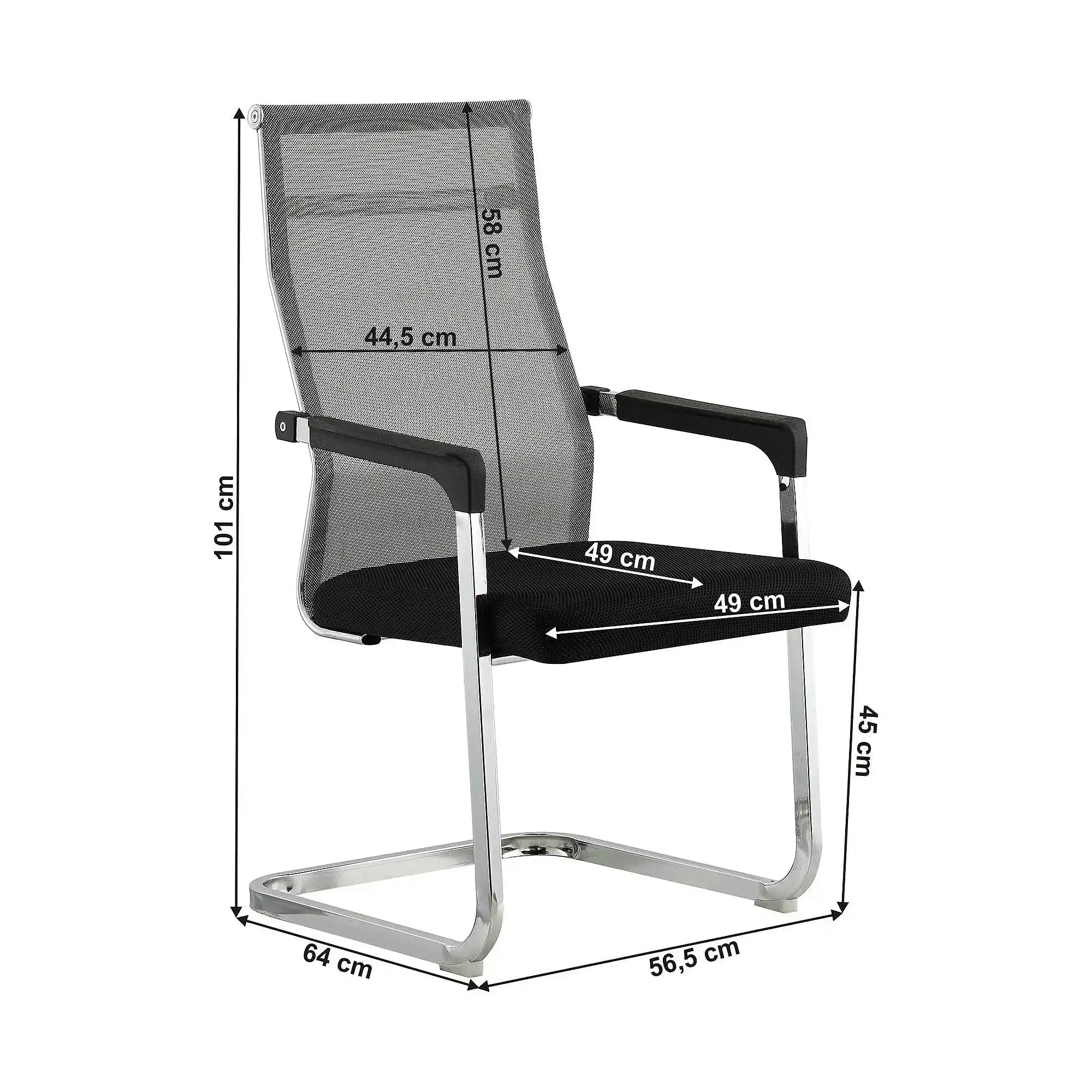 Scaun RIMALA NEW, gri/negru, plasa/metal, 56.5x64x101 cm