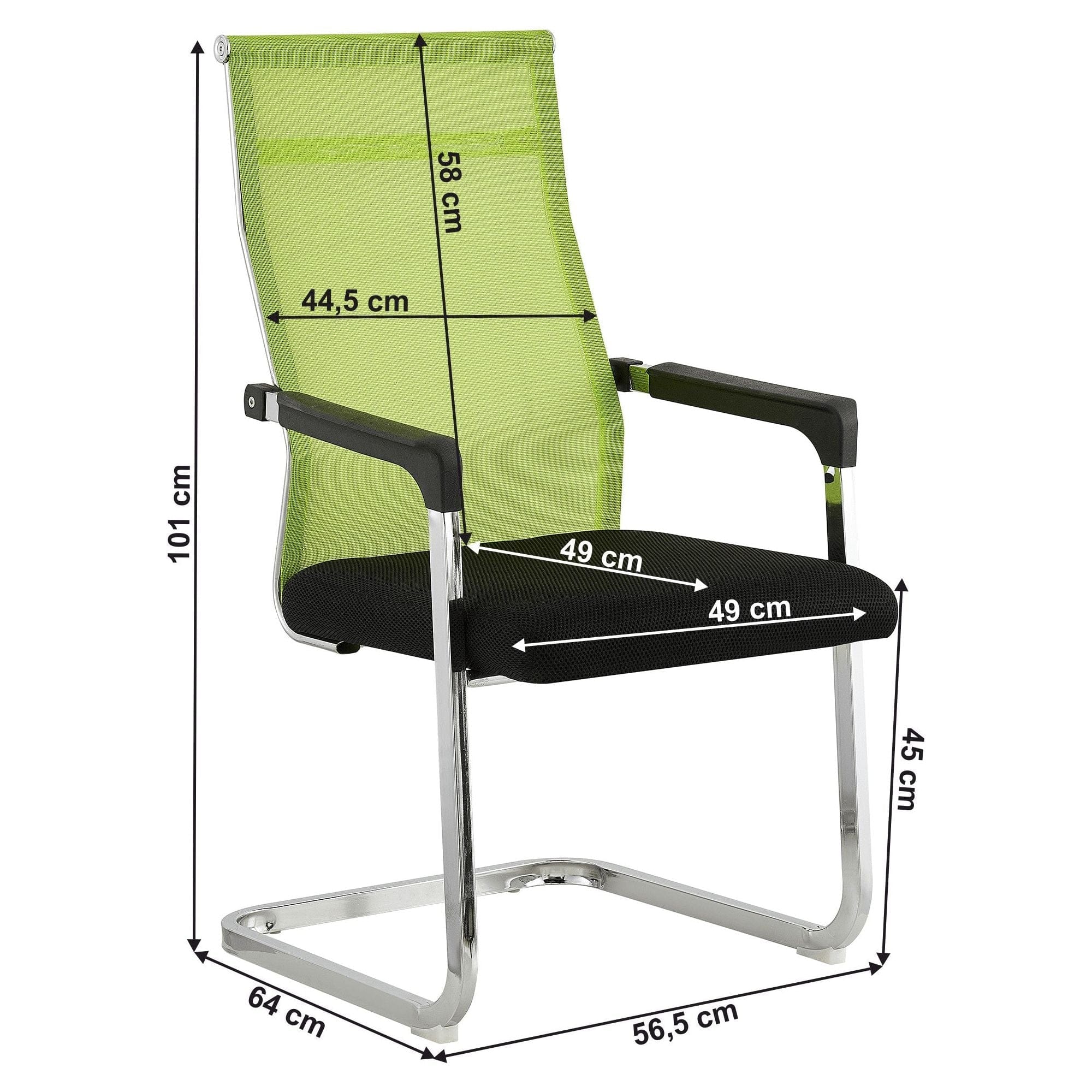 Scaun RIMALA NEW, verde/negru, plasa/metal, 57x64x101 cm