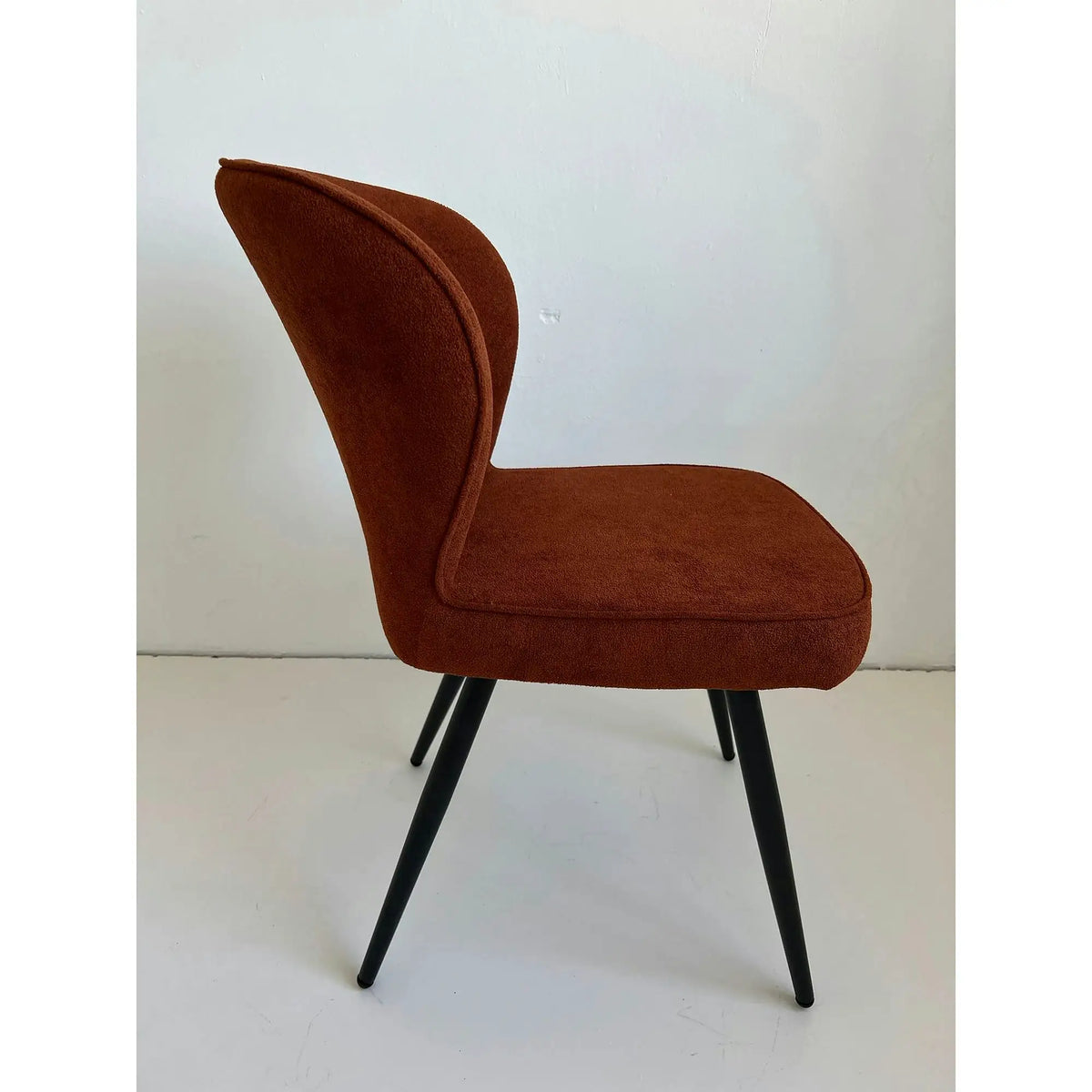 Scaun RIO 2, caramiziu/negru, stofa buclata/metal, 64x51x84 cm