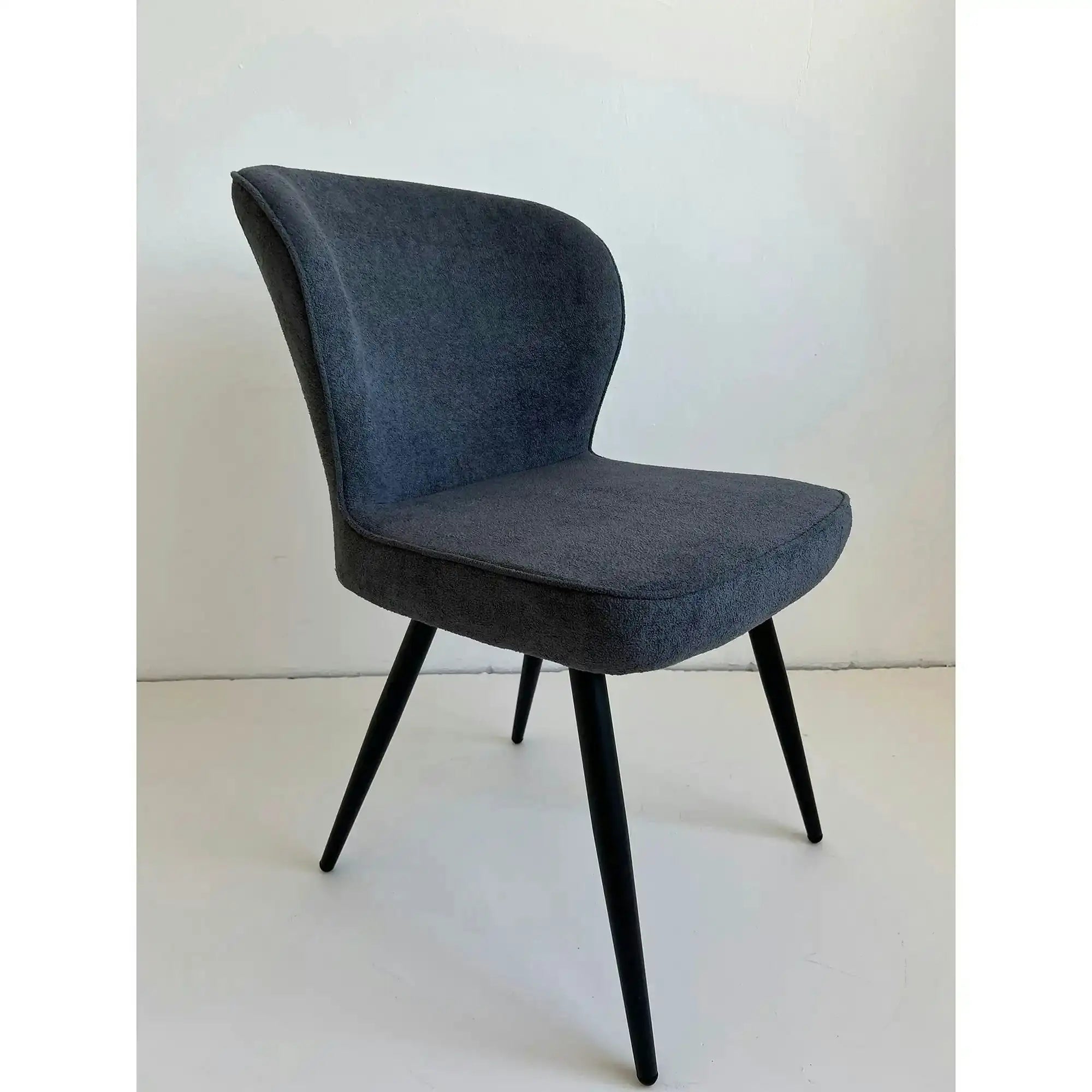 Scaun RIO 2, gri inchis/negru, stofa buclata/metal, 64x51x84 cm