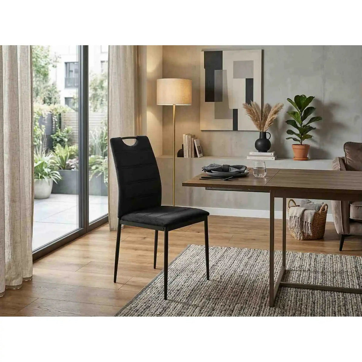 Scaun RIP, negru, stofa catifelata/metal, 44x38x92 cm