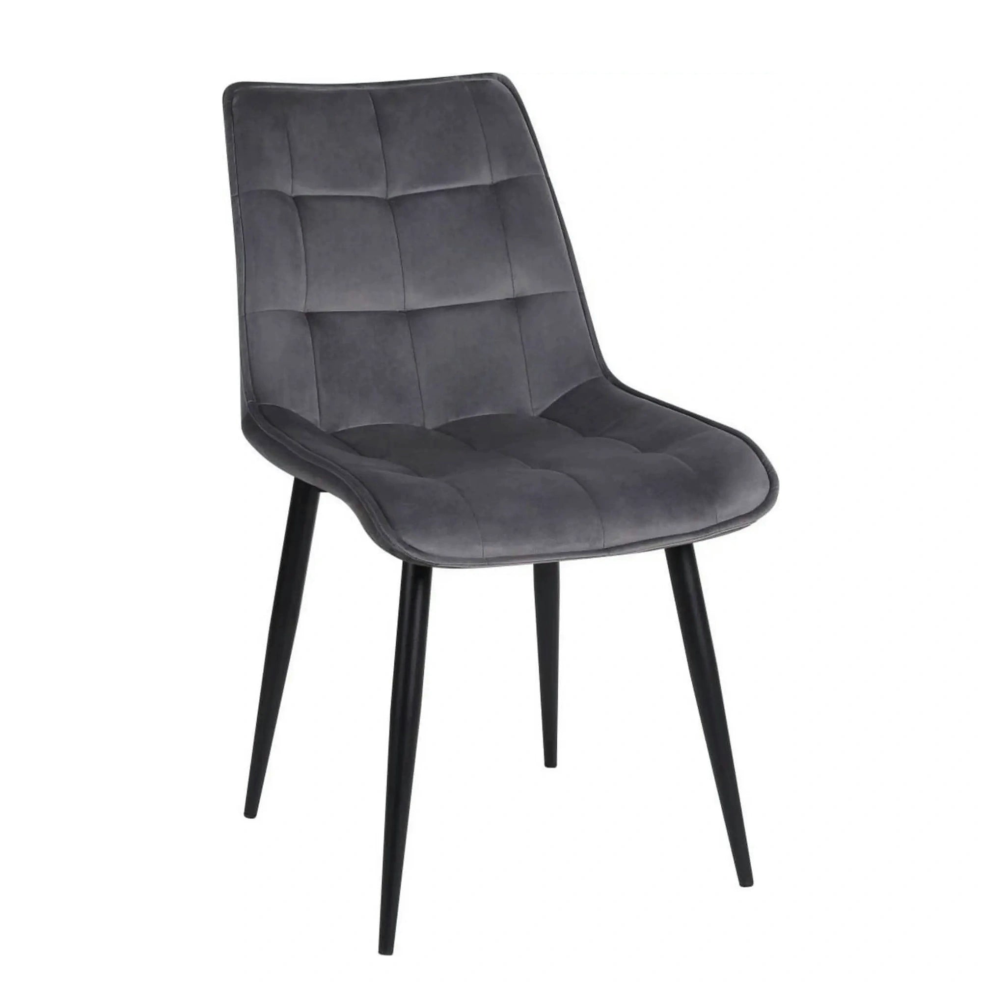Scaun RON, gri inchis/negru, stofa catifelata/metal, 48x62x87 cm