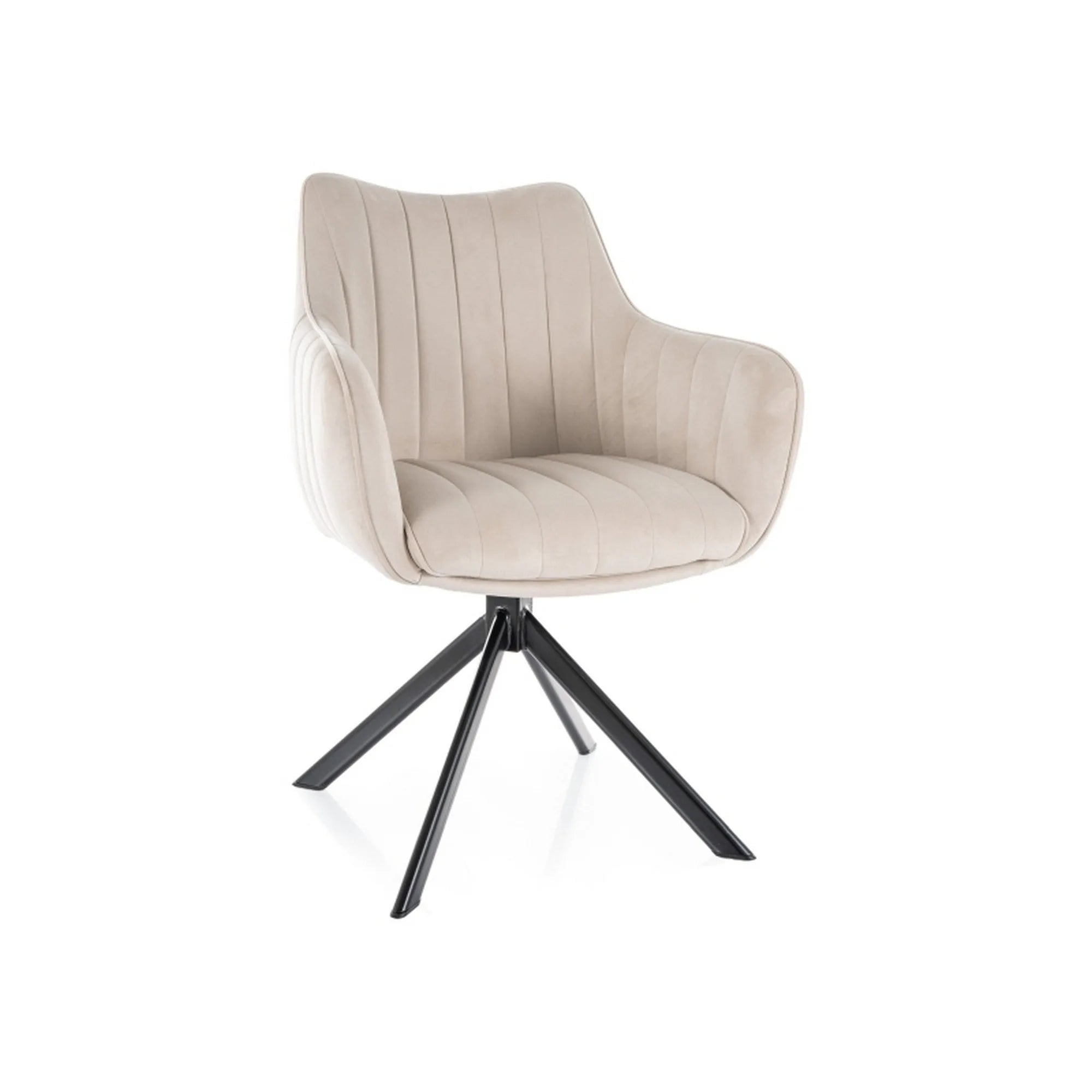 Scaun rotativ AZALIA, bej deschis/negru, stofa catifelata/metal, 61x58x86 cm