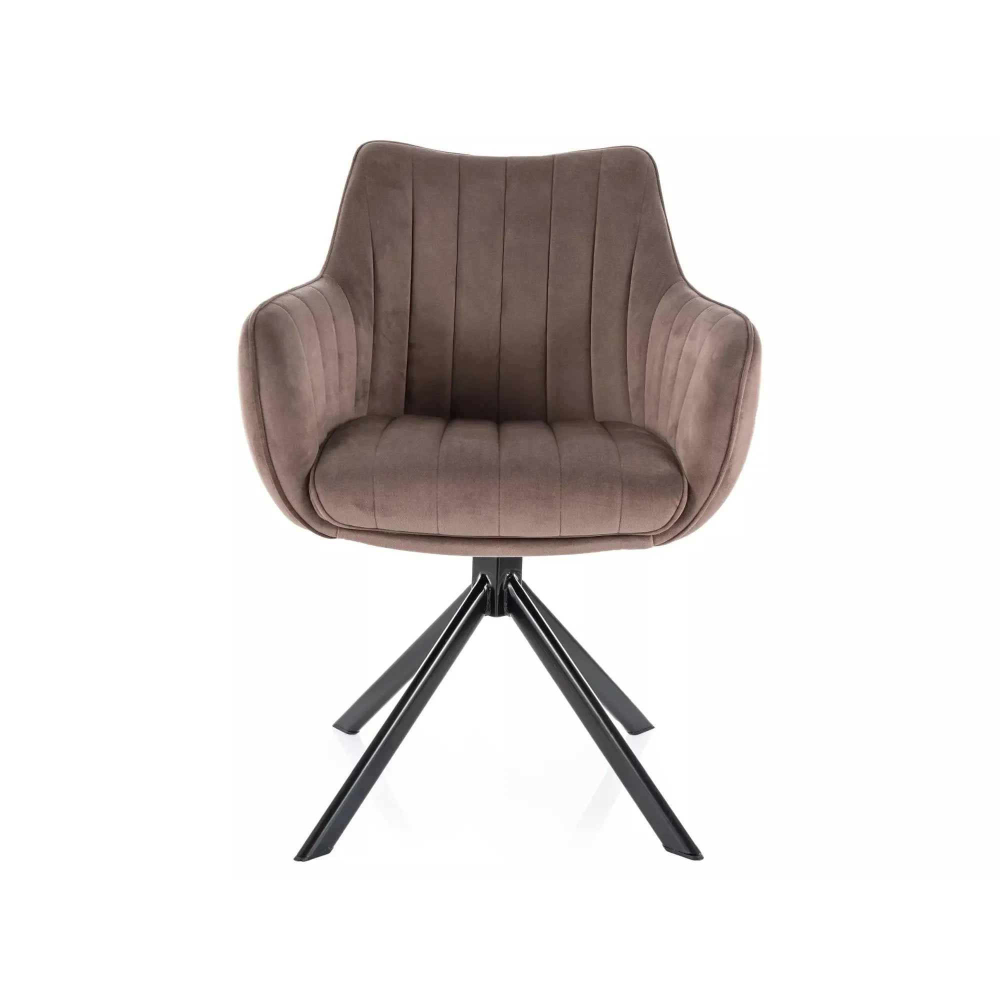 Scaun rotativ AZALIA, cappuccino/negru, stofa catifelata/metal, 61x58x86 cm
