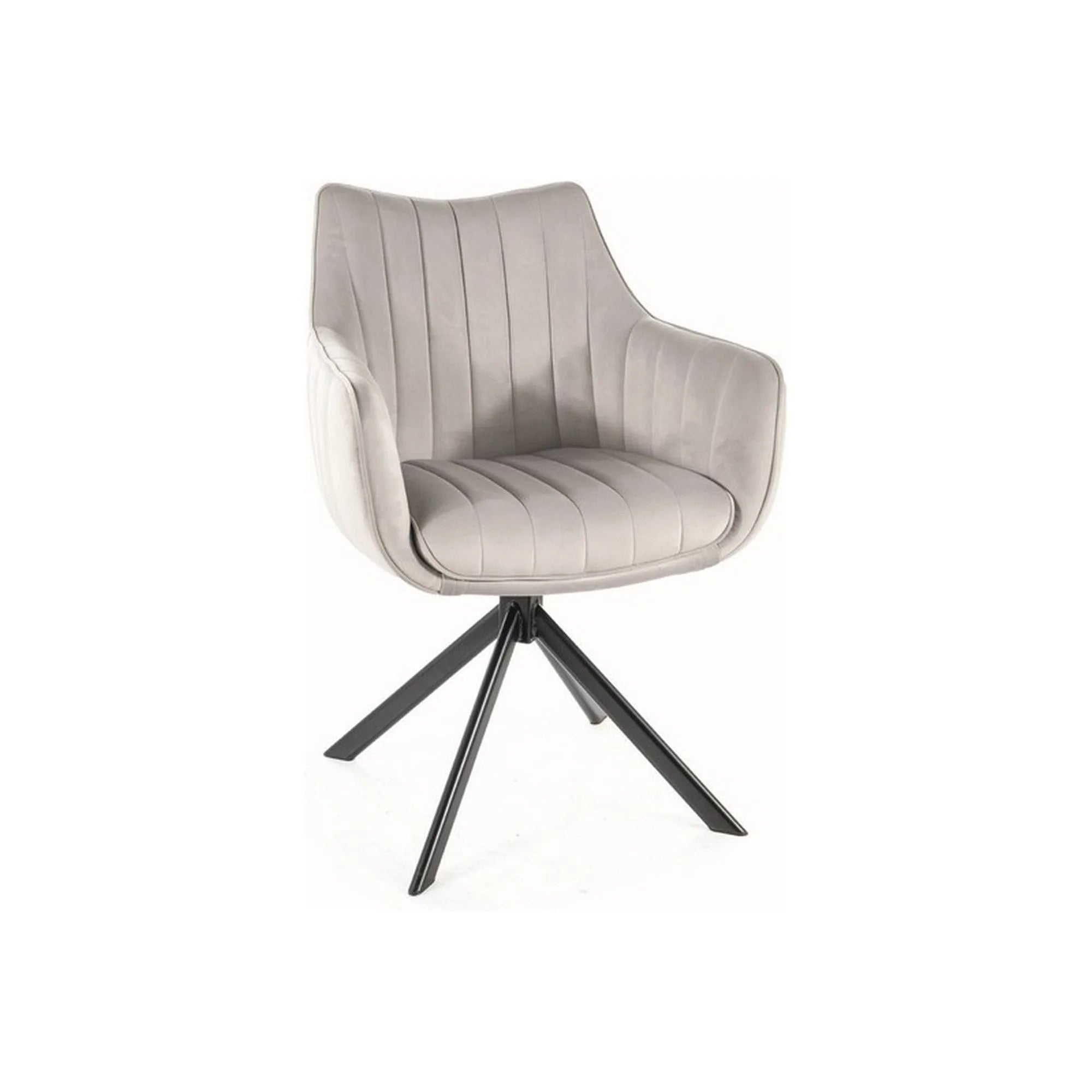 Scaun rotativ AZALIA, gri deschis/negru, stofa catifelata/metal, 61x44x86 cm