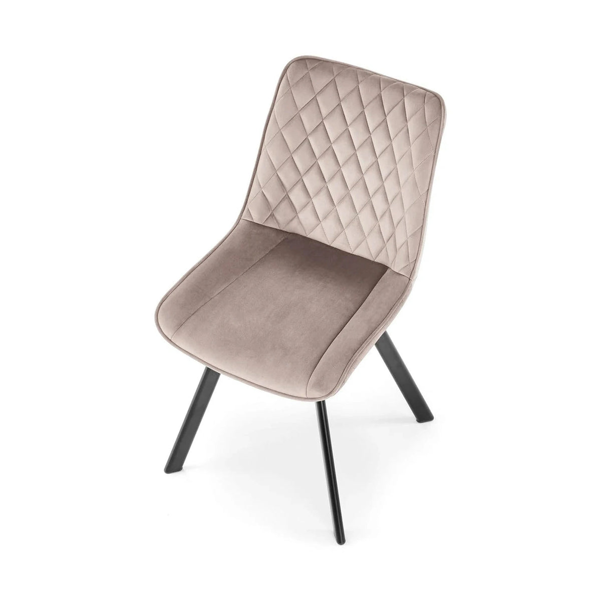 Scaun rotativ bucatarie K520, bej/negru, stofa catifelata/metal, 45x63x80 cm