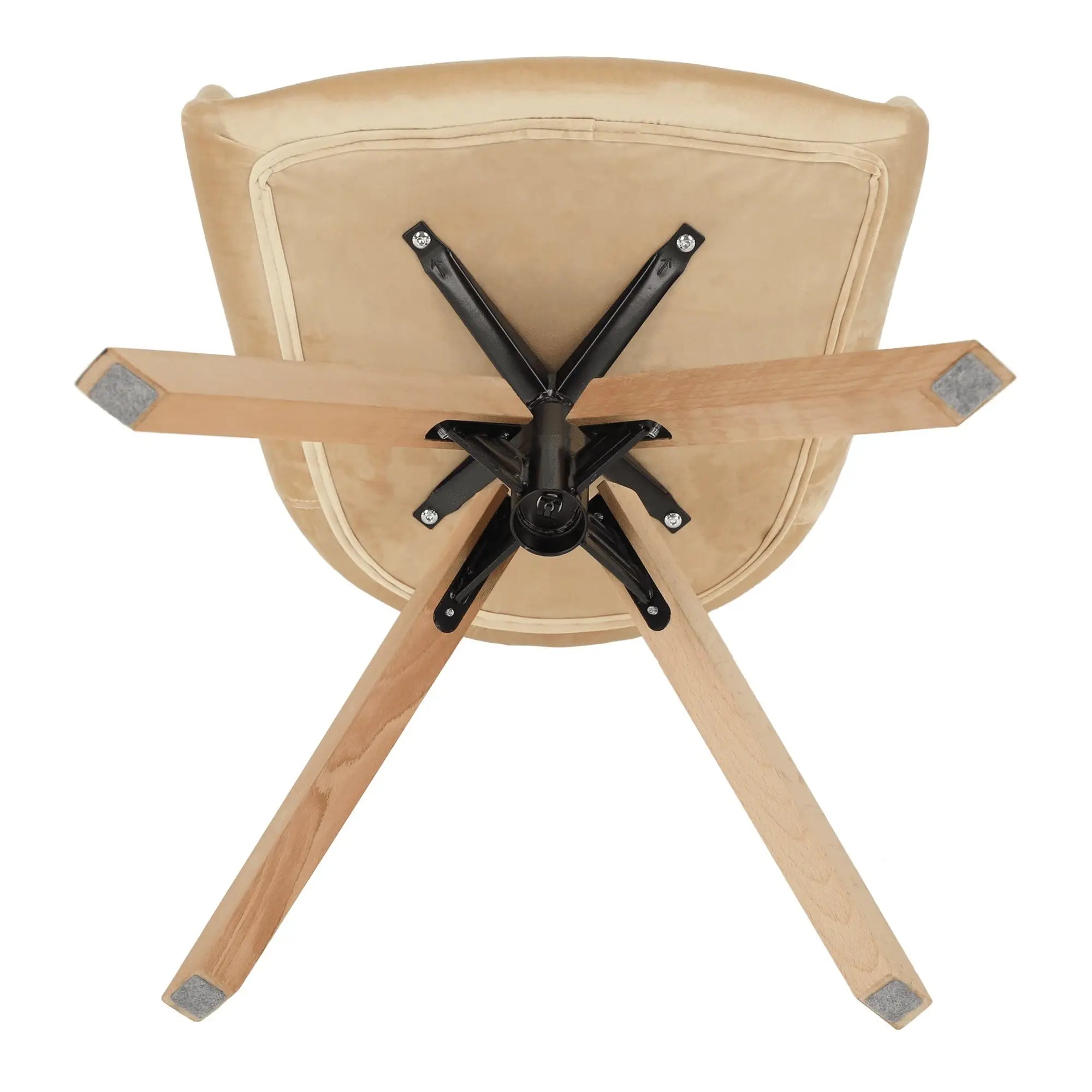 Scaun rotativ DALIO, bej/fag, stofa catifelata/lemn, 58x62x83 cm