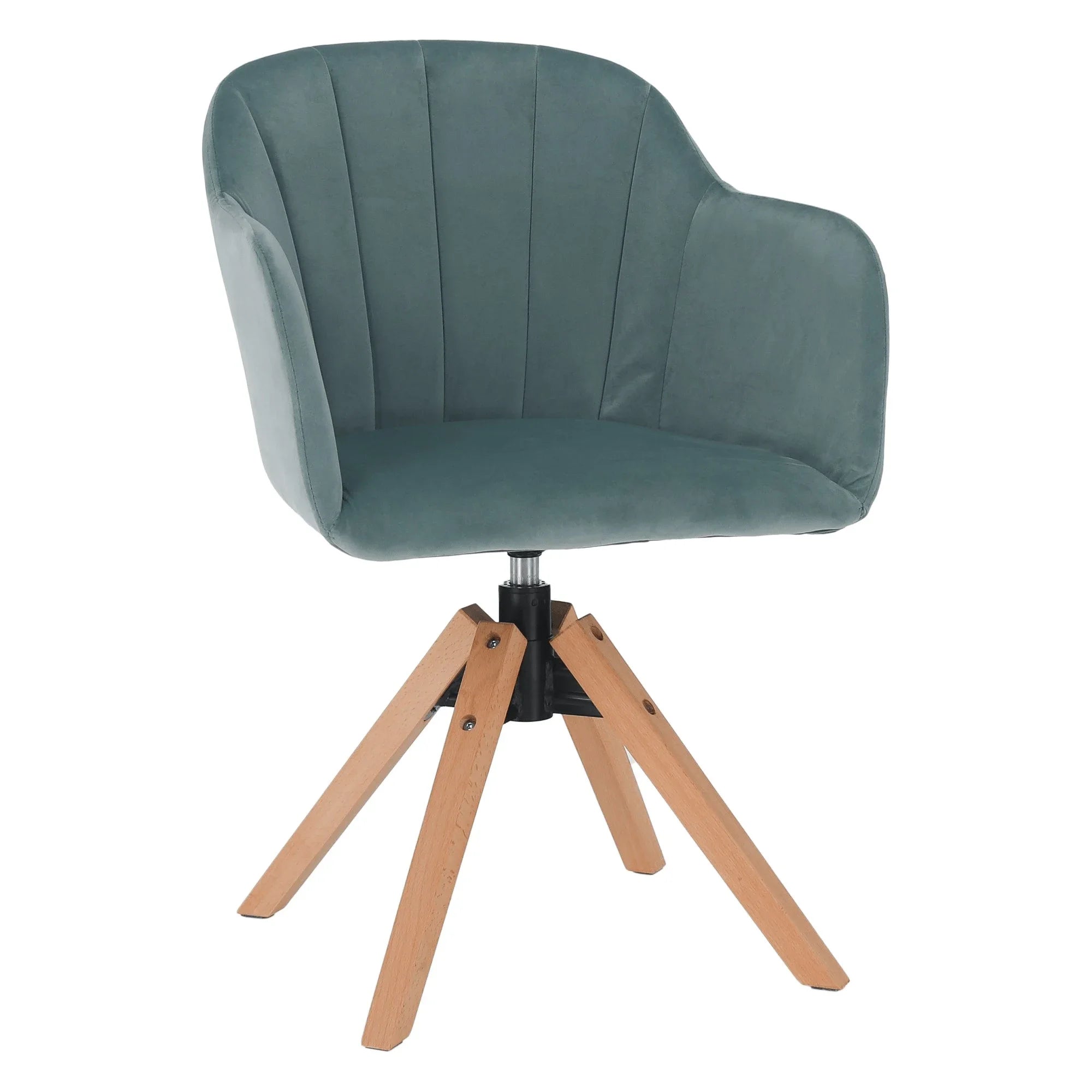 Scaun rotativ DALIO, verde menta/fag, stofa catifelata/lemn, 58x62x83 cm