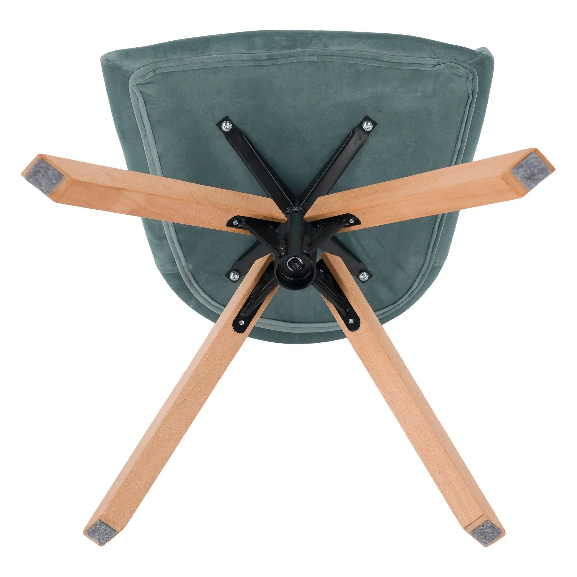 Scaun rotativ DALIO, verde menta/fag, stofa catifelata/lemn, 58x62x83 cm