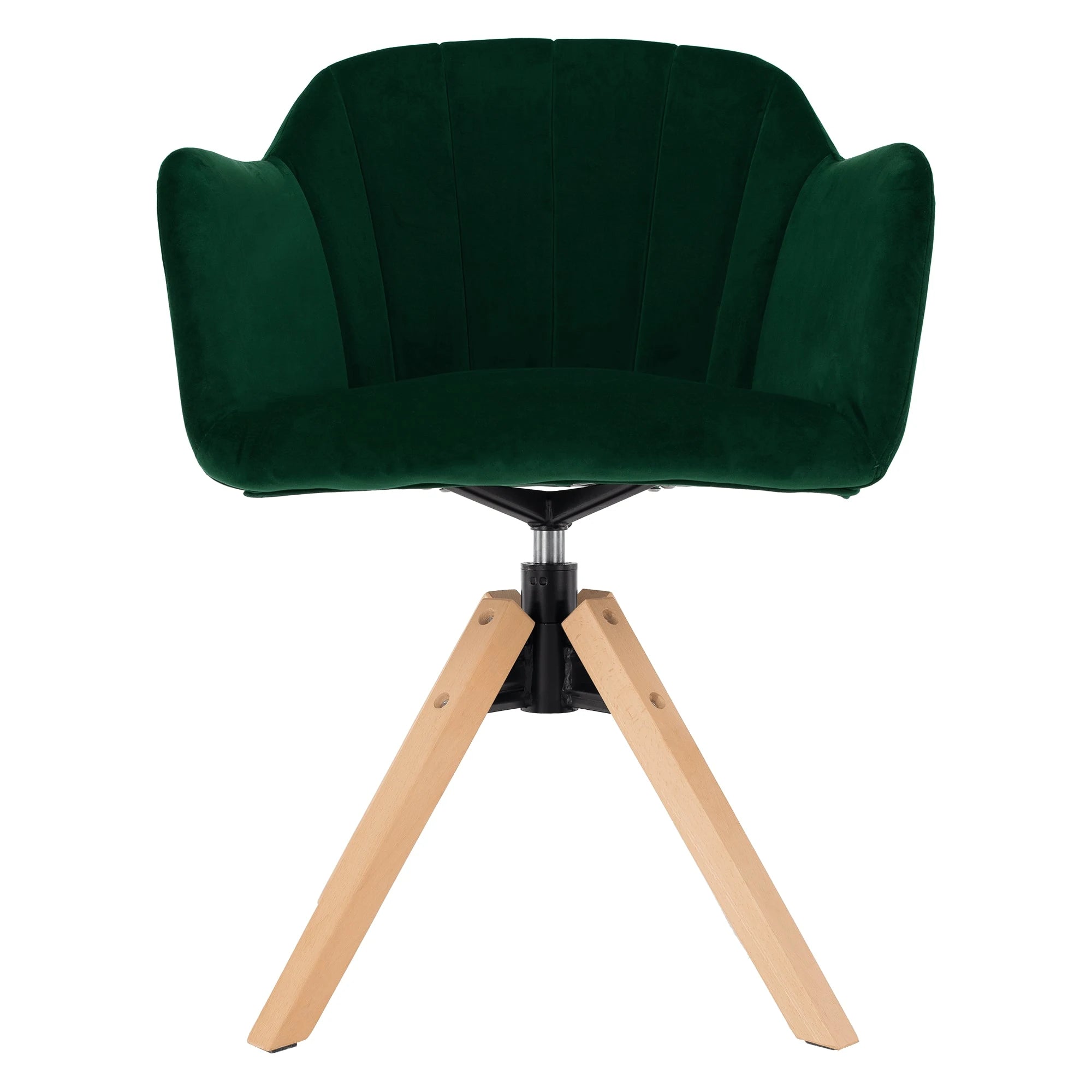 Scaun rotativ DALIO, verde smarald, stofa catifelata/lemn, 58x62x83 cm