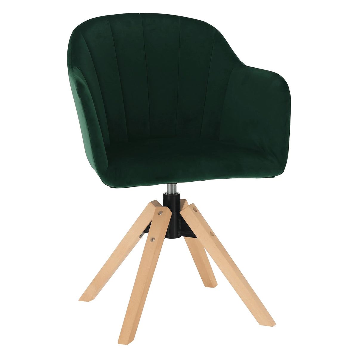 Scaun rotativ DALIO, verde smarald, stofa catifelata/lemn, 58x62x83 cm