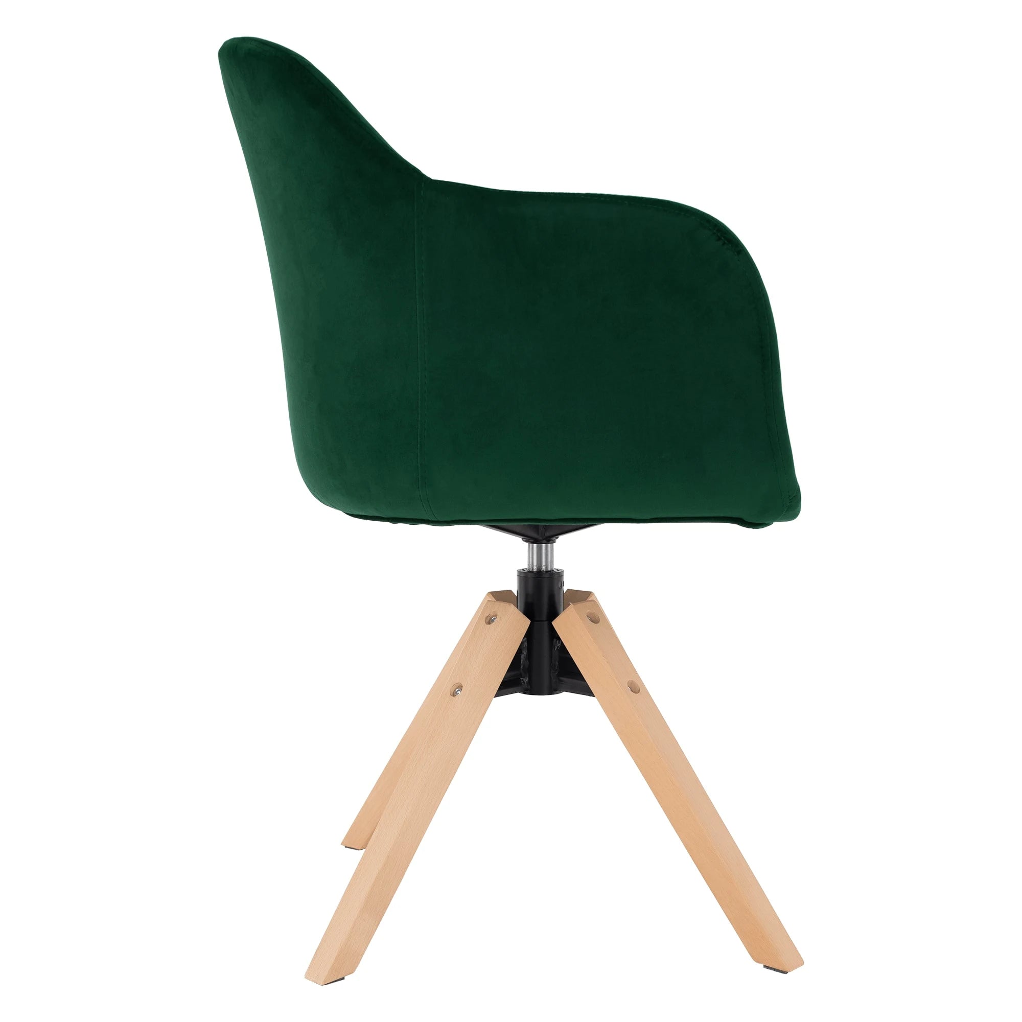 Scaun rotativ DALIO, verde smarald, stofa catifelata/lemn, 58x62x83 cm