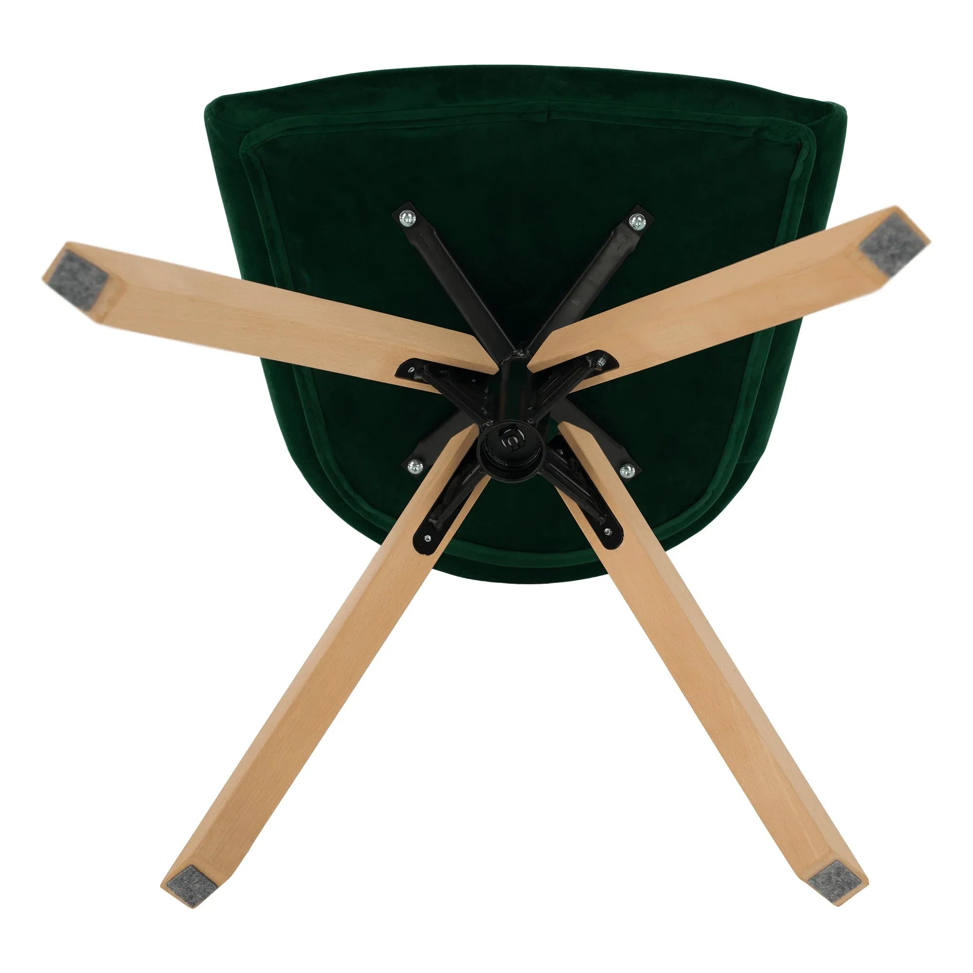 Scaun rotativ DALIO, verde smarald, stofa catifelata/lemn, 58x62x83 cm