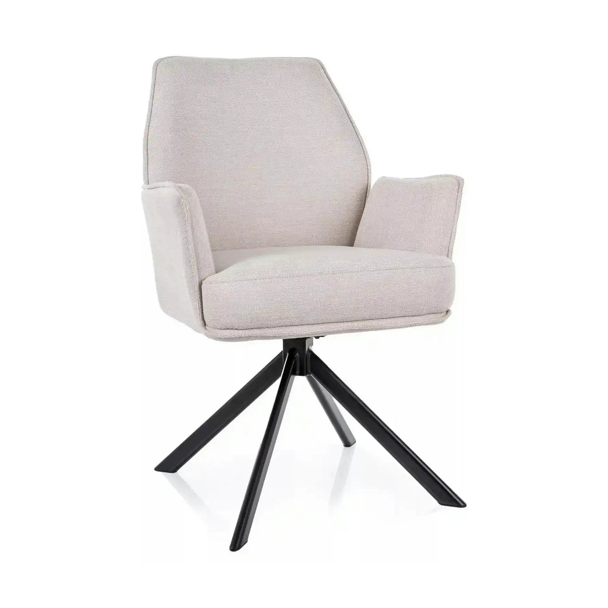 Scaun rotativ HUGO, bej deschis/negru, stofa clasica/metal, 58x60x90 cm