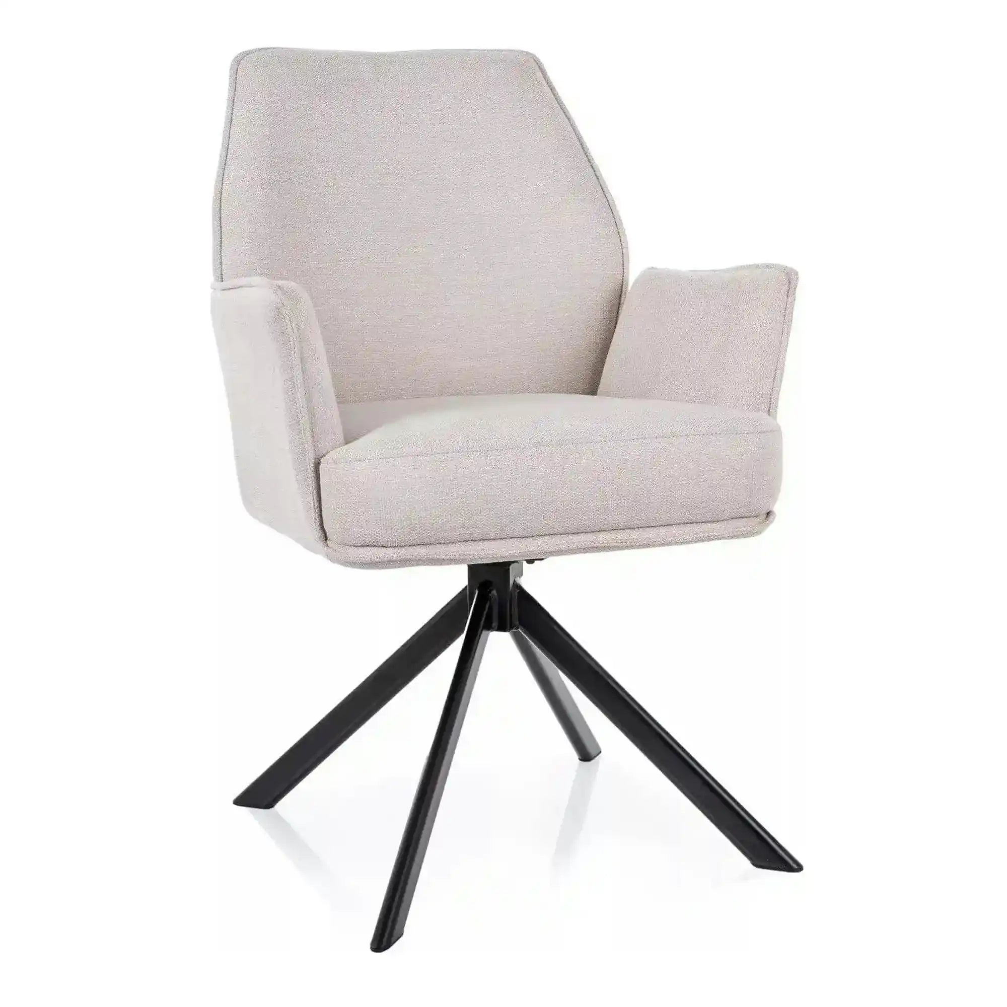 Scaun rotativ HUGO, bej deschis/negru, stofa clasica/metal, 58x60x90 cm