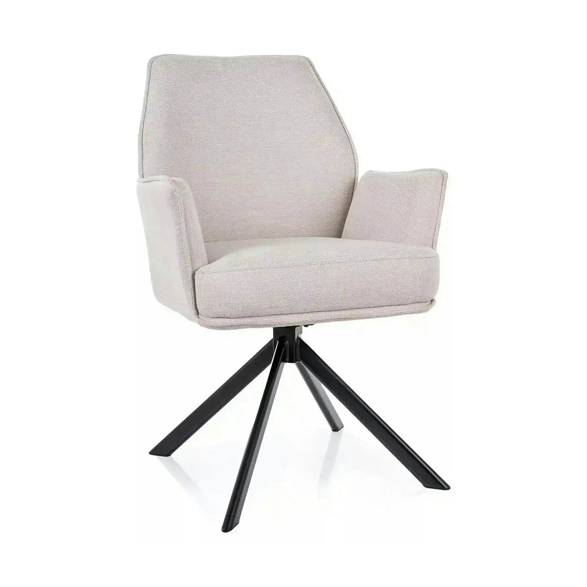 Scaun rotativ HUGO, bej deschis/negru, stofa clasica/metal, 58x60x90 cm