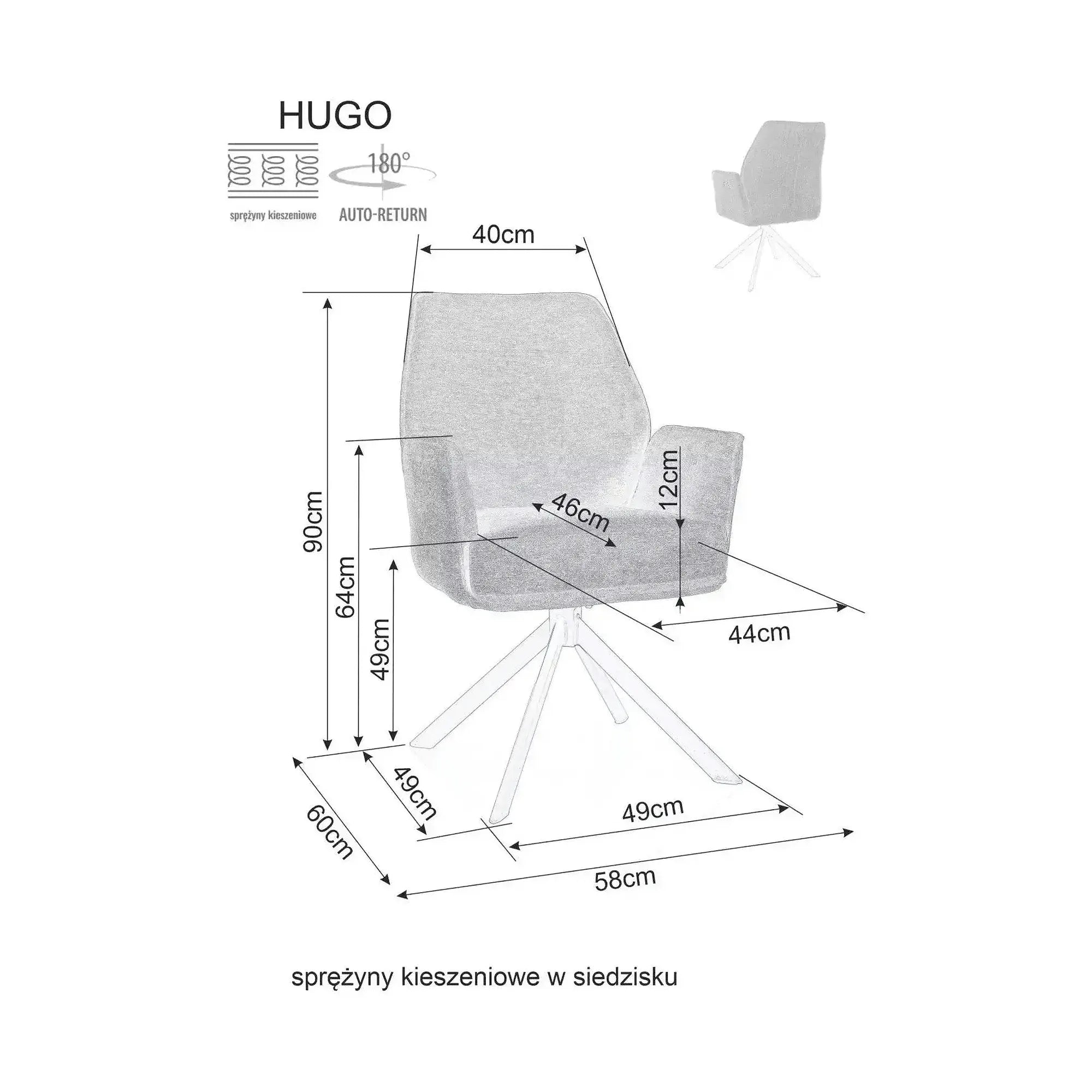 Scaun rotativ HUGO, bej deschis/negru, stofa clasica/metal, 58x60x90 cm