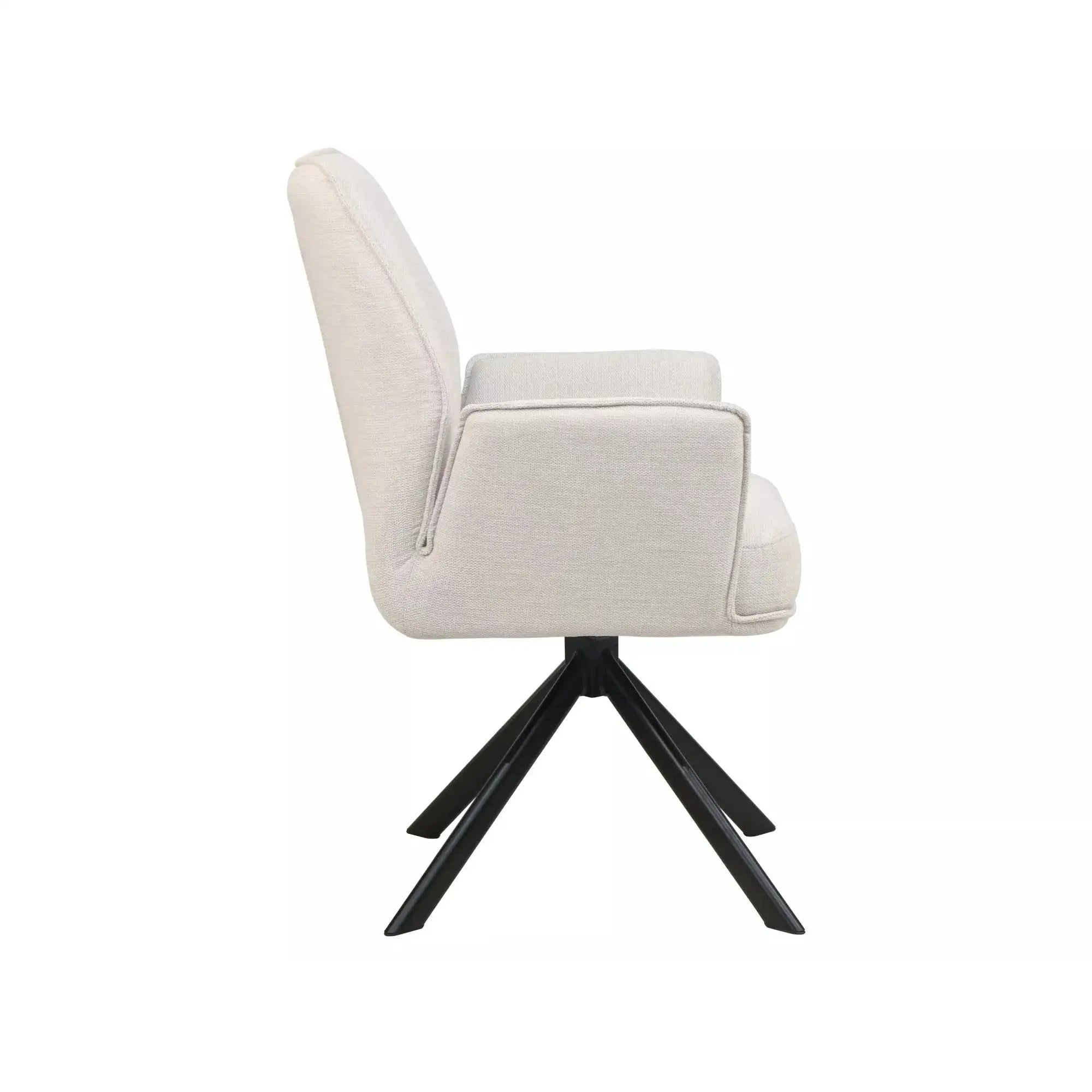 Scaun rotativ HUGO, bej deschis/negru, stofa clasica/metal, 58x60x90 cm