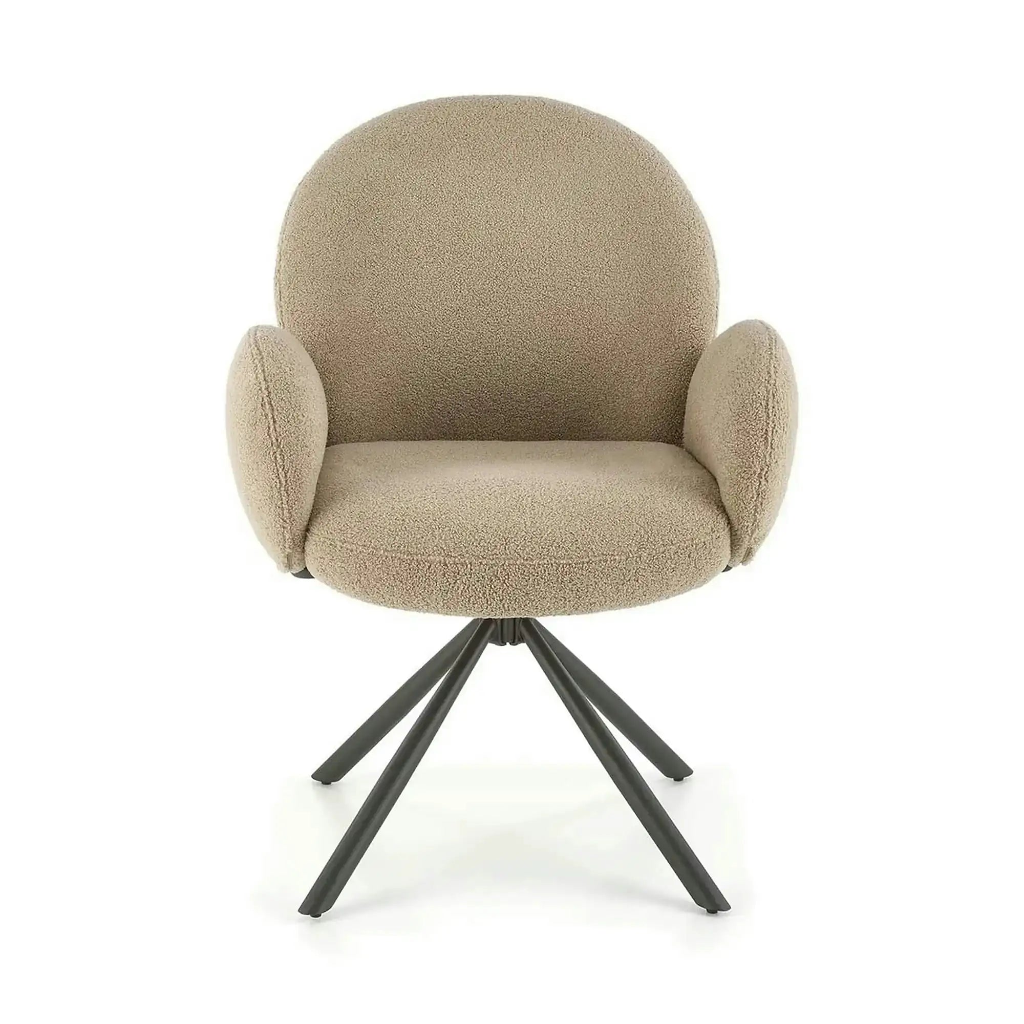 Scaun rotativ K498, cappuccino/negru, stofa buclata/metal, 64x63x90 cm