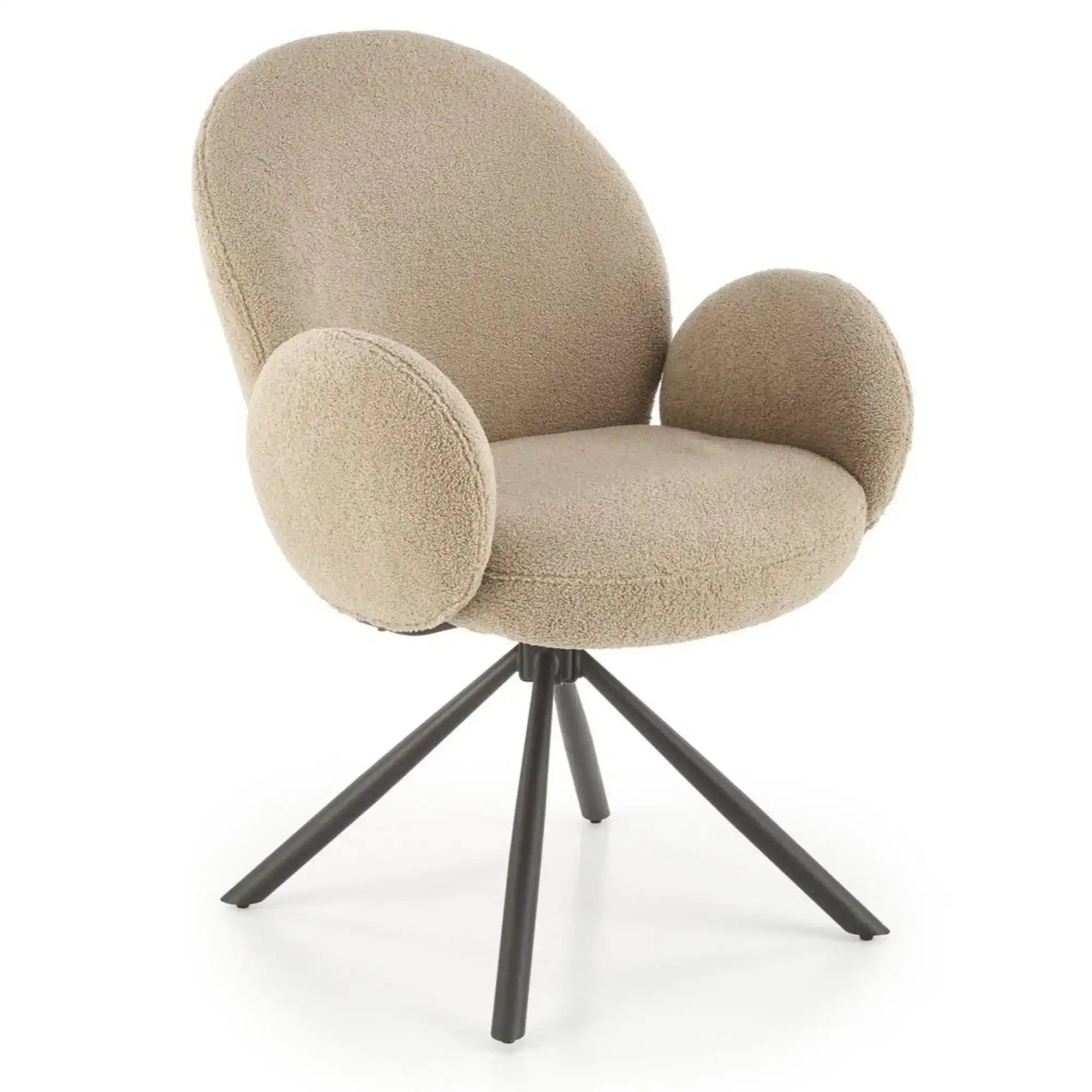 Scaun rotativ K498, cappuccino/negru, stofa buclata/metal, 64x63x90 cm