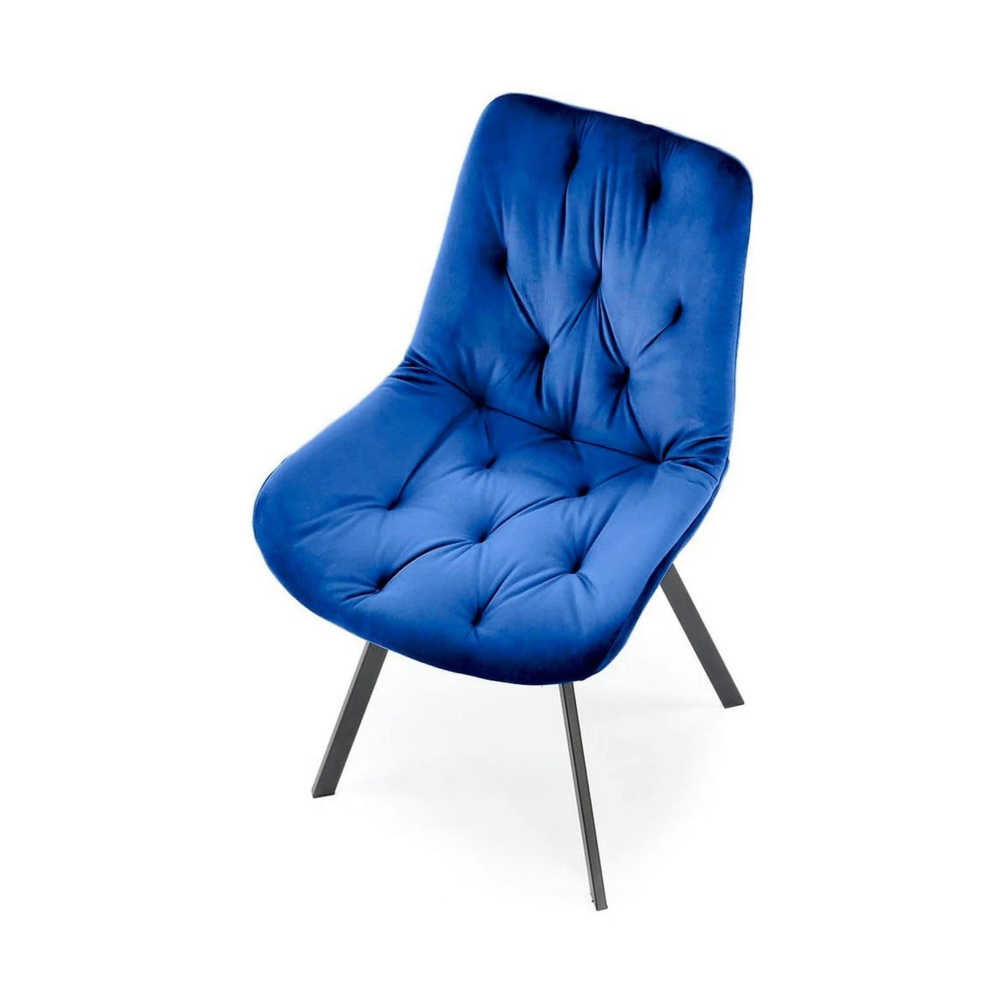 Scaun rotativ K519, albastru/negru, stofa catifelata/metal, 54x63x86 cm
