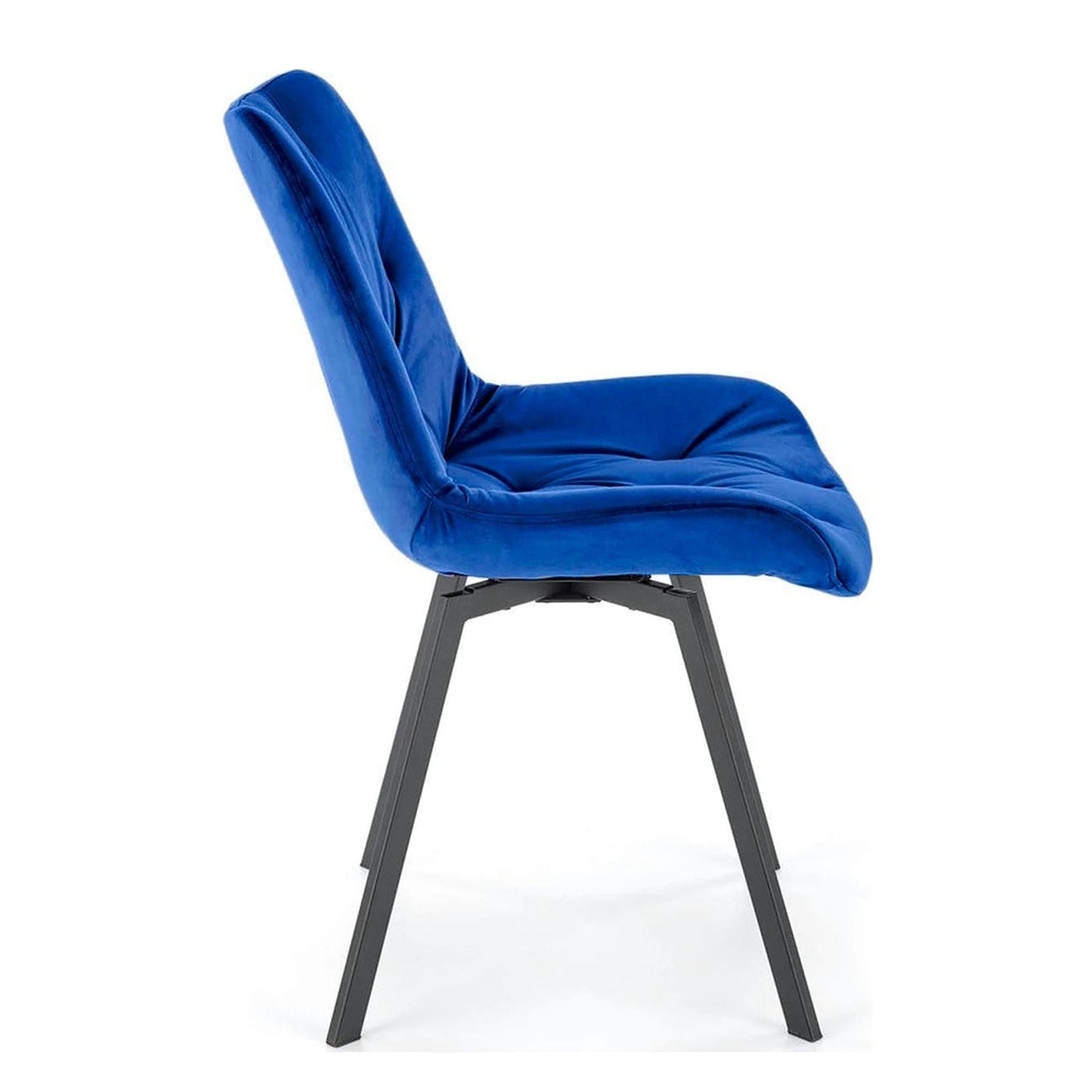 Scaun rotativ K519, albastru/negru, stofa catifelata/metal, 54x63x86 cm