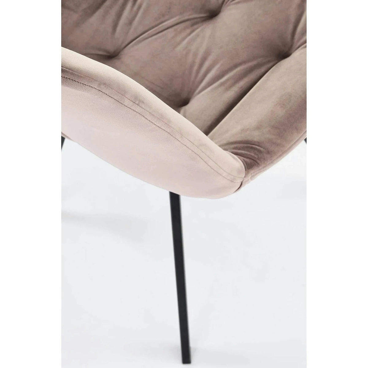 Scaun rotativ K519, bej/negru, stofa catifelata/metal, 54x63x86 cm