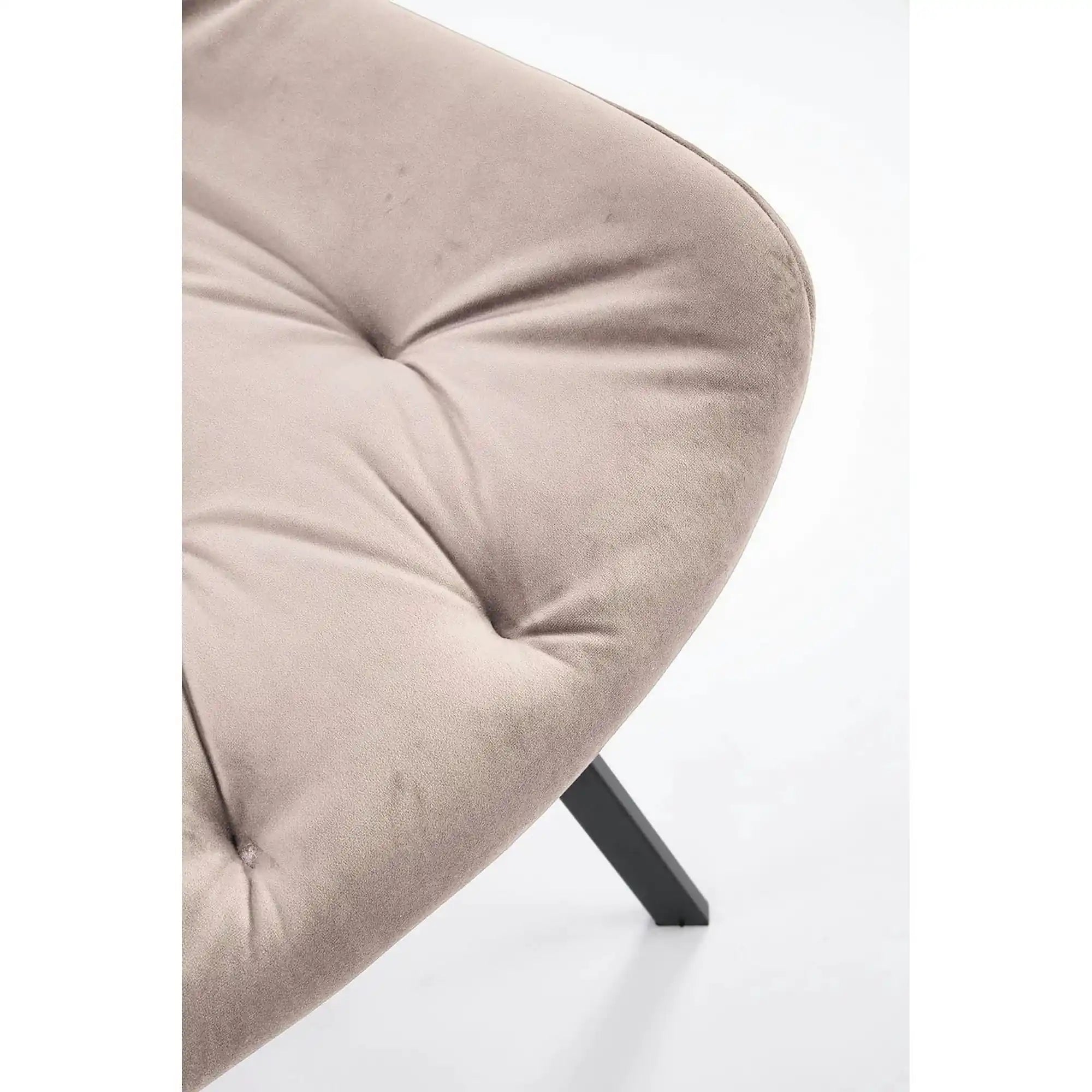 Scaun rotativ K519, bej/negru, stofa catifelata/metal, 54x63x86 cm