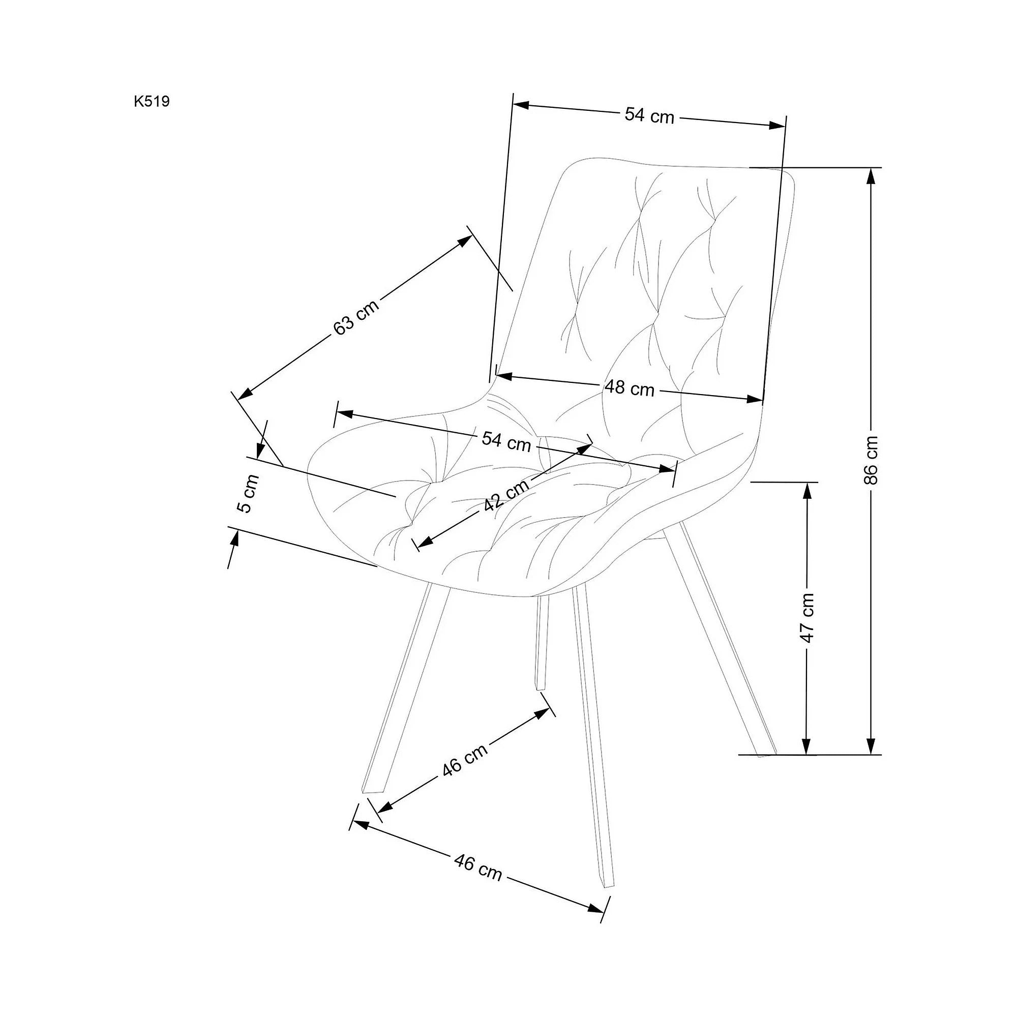 Scaun rotativ K519, bej/negru, stofa catifelata/metal, 54x63x86 cm
