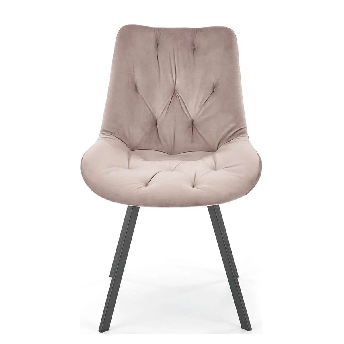 Scaun rotativ K519, bej/negru, stofa catifelata/metal, 54x63x86 cm