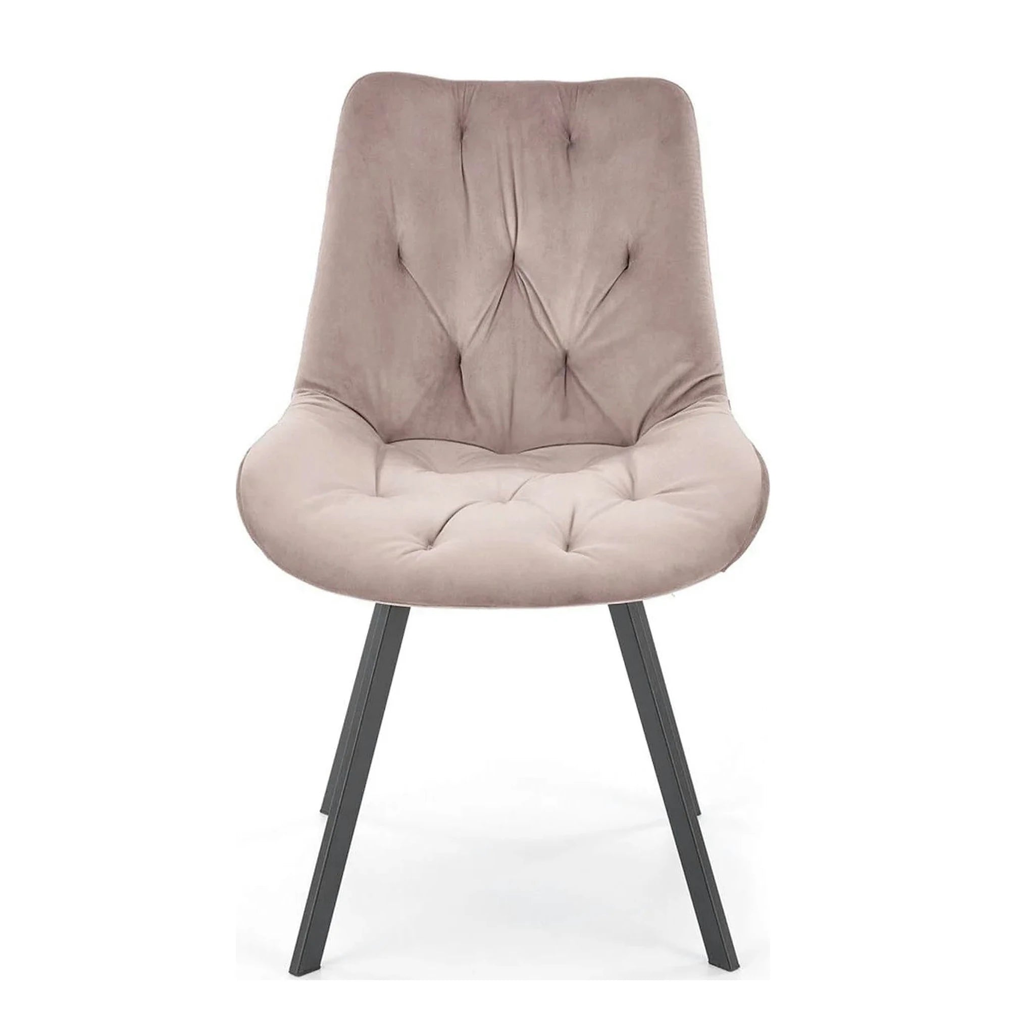 Scaun rotativ K519, bej/negru, stofa catifelata/metal, 54x63x86 cm