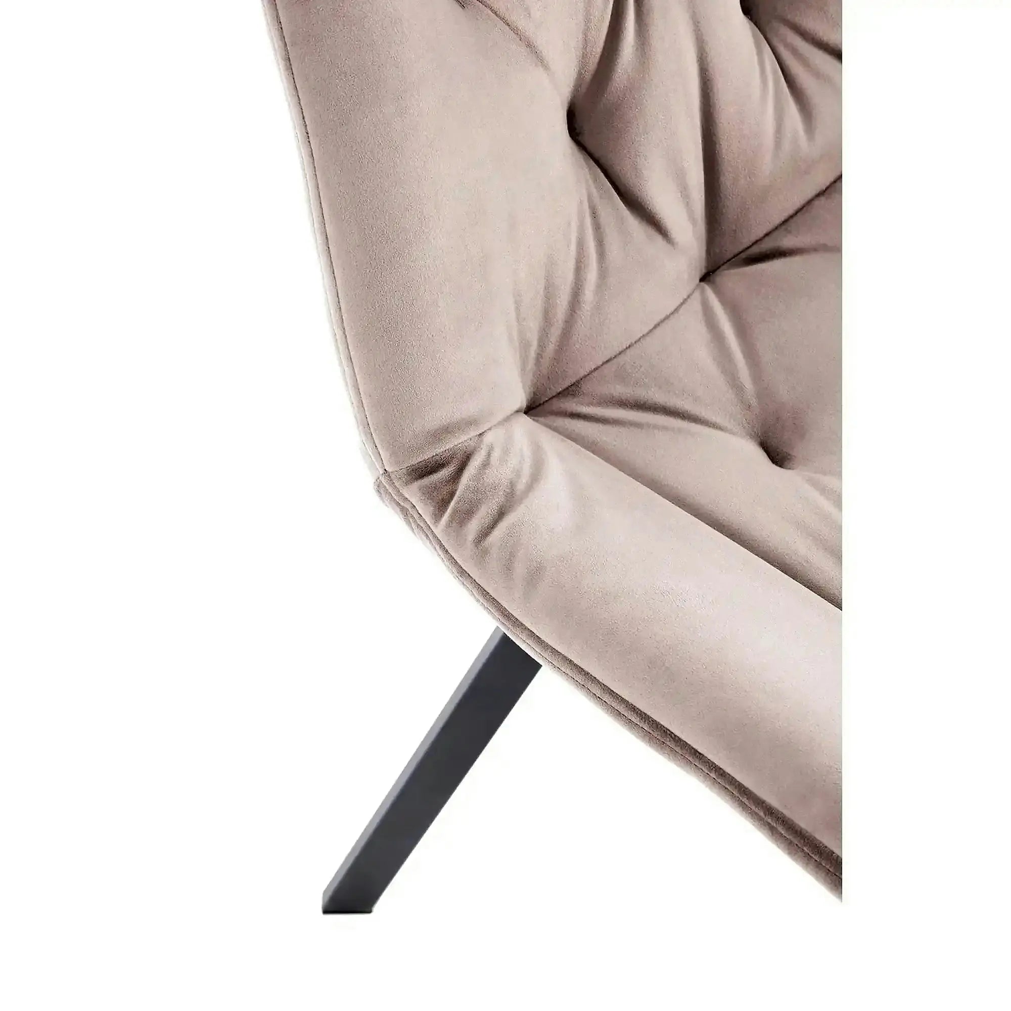Scaun rotativ K519, bej/negru, stofa catifelata/metal, 54x63x86 cm