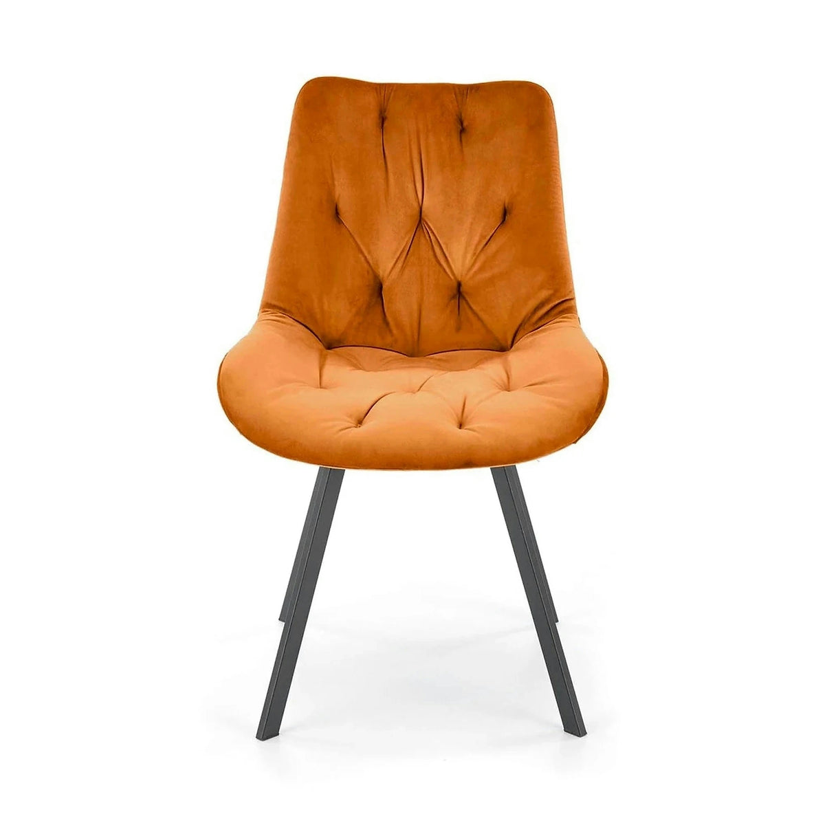 Scaun rotativ K519, caramiziu/negru, stofa catifelata/metal, 54x63x86 cm
