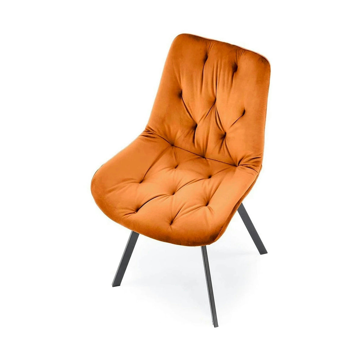 Scaun rotativ K519, caramiziu/negru, stofa catifelata/metal, 54x63x86 cm
