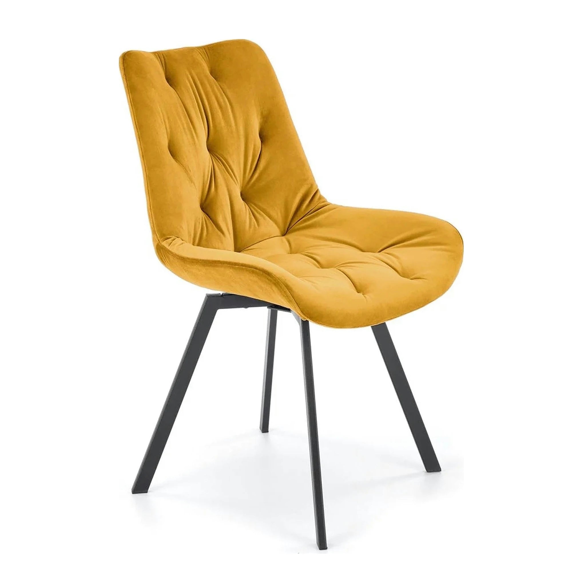 Scaun rotativ K519, galben/negru, stofa catifelata/metal, 54x63x86 cm