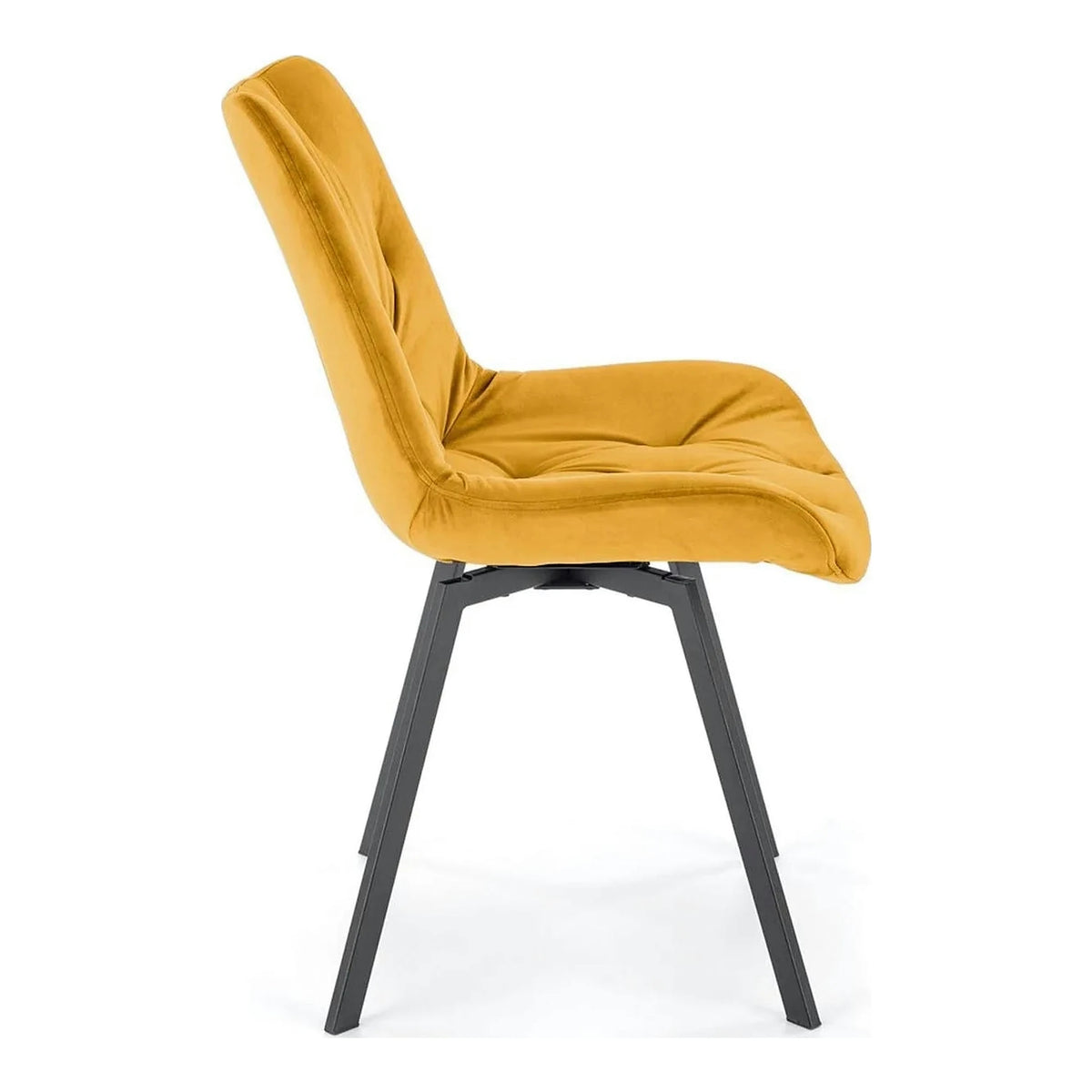 Scaun rotativ K519, galben/negru, stofa catifelata/metal, 54x63x86 cm