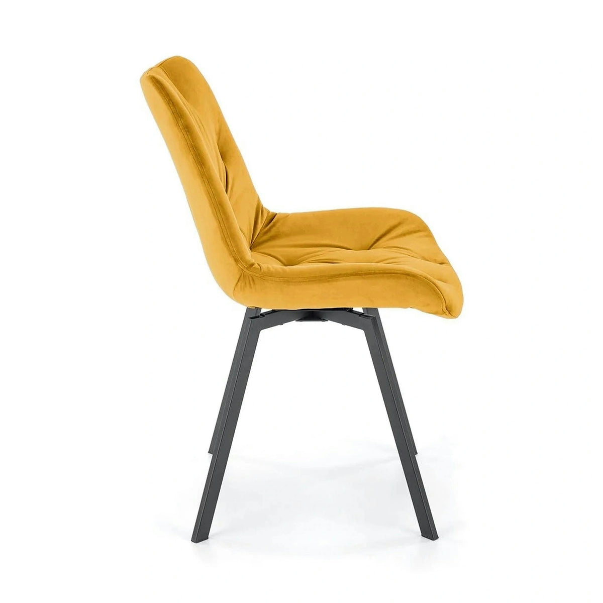 Scaun rotativ K519, galben/negru, stofa catifelata/metal, 54x63x86 cm