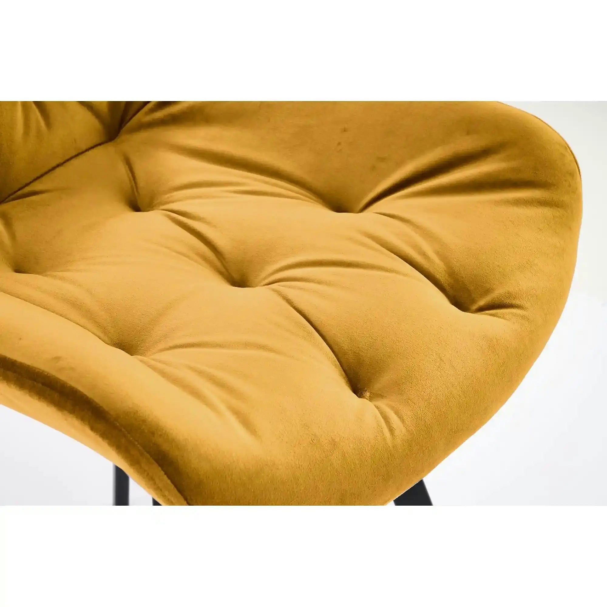 Scaun rotativ K519, galben/negru, stofa catifelata/metal, 54x63x86 cm