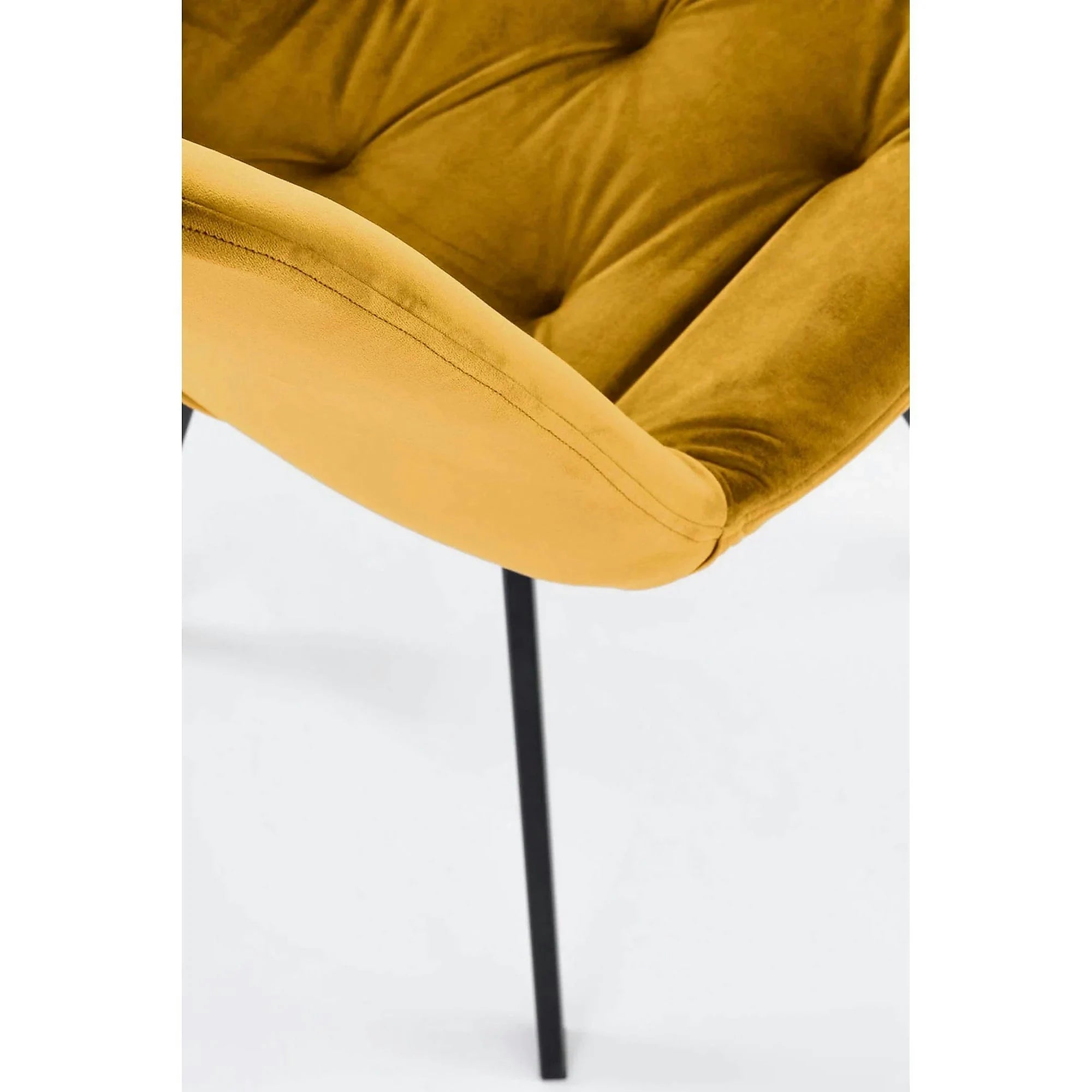 Scaun rotativ K519, galben/negru, stofa catifelata/metal, 54x63x86 cm