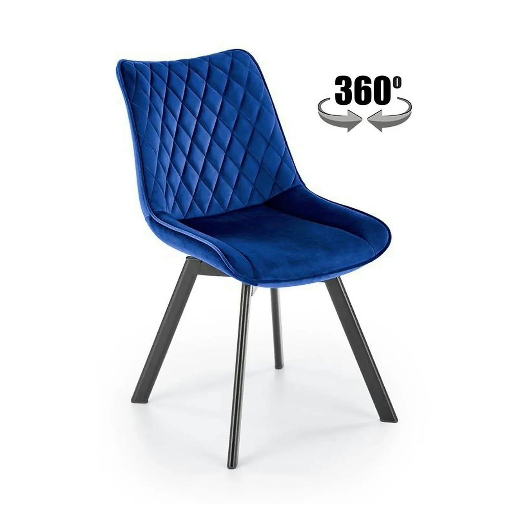 Scaun rotativ K520, albastru inchis, stofa catifelata/metal, 45x63x80 cm