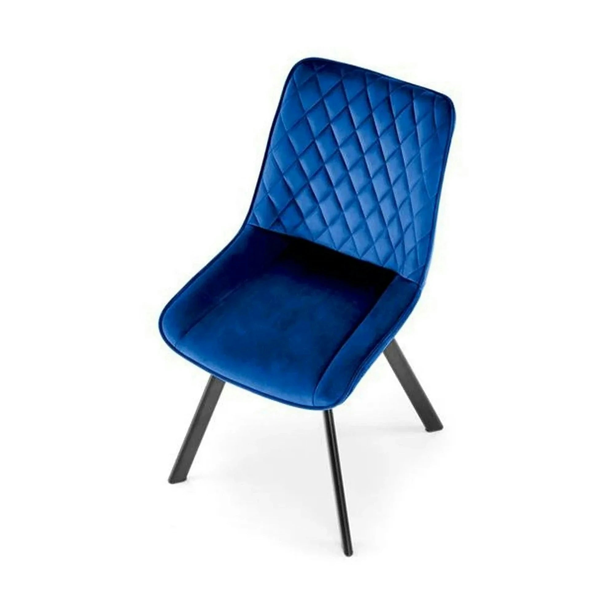 Scaun rotativ K520, albastru inchis, stofa catifelata/metal, 45x63x80 cm