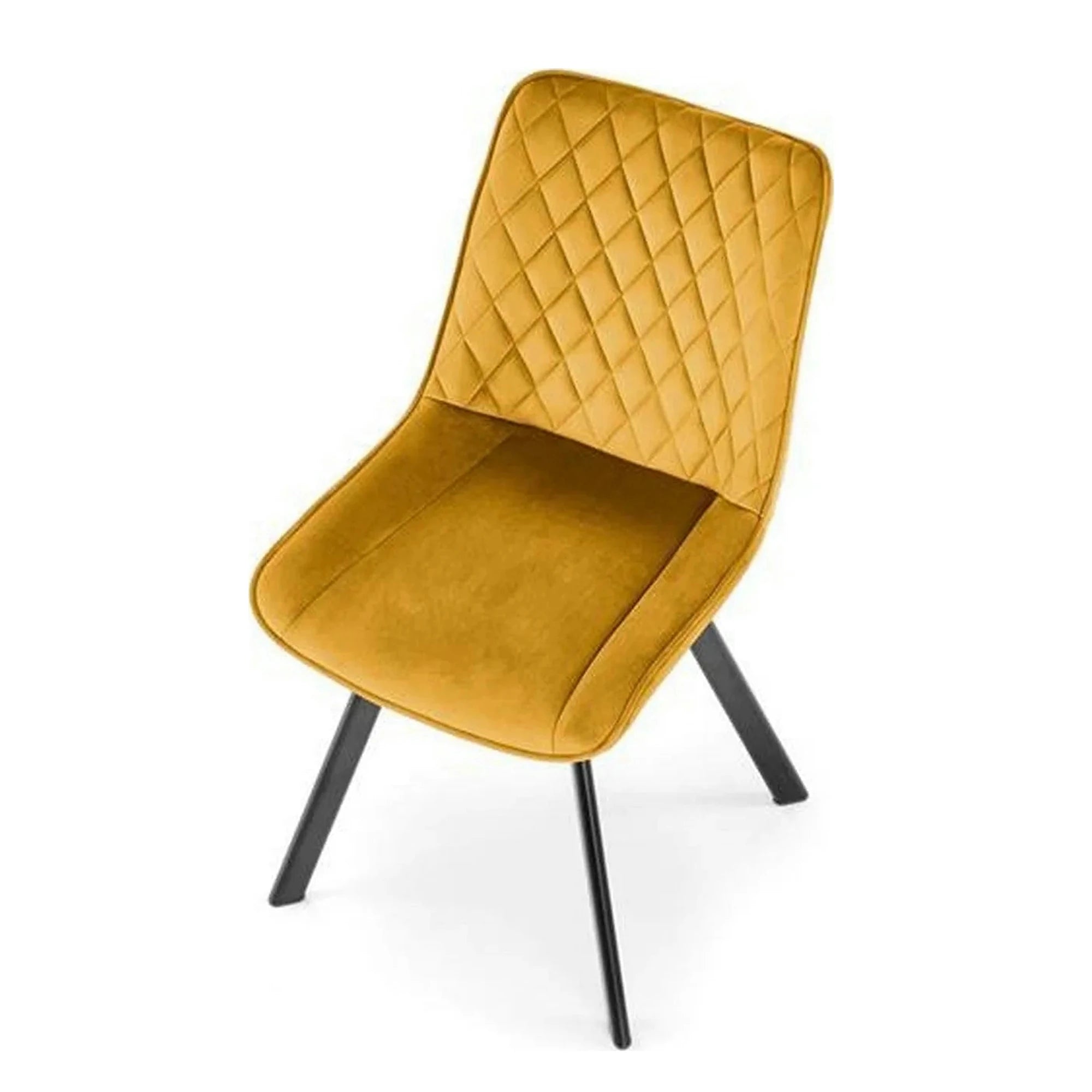 Scaun rotativ K520, galben mustar/negru, stofa catifelata/metal, 45x63x80 cm