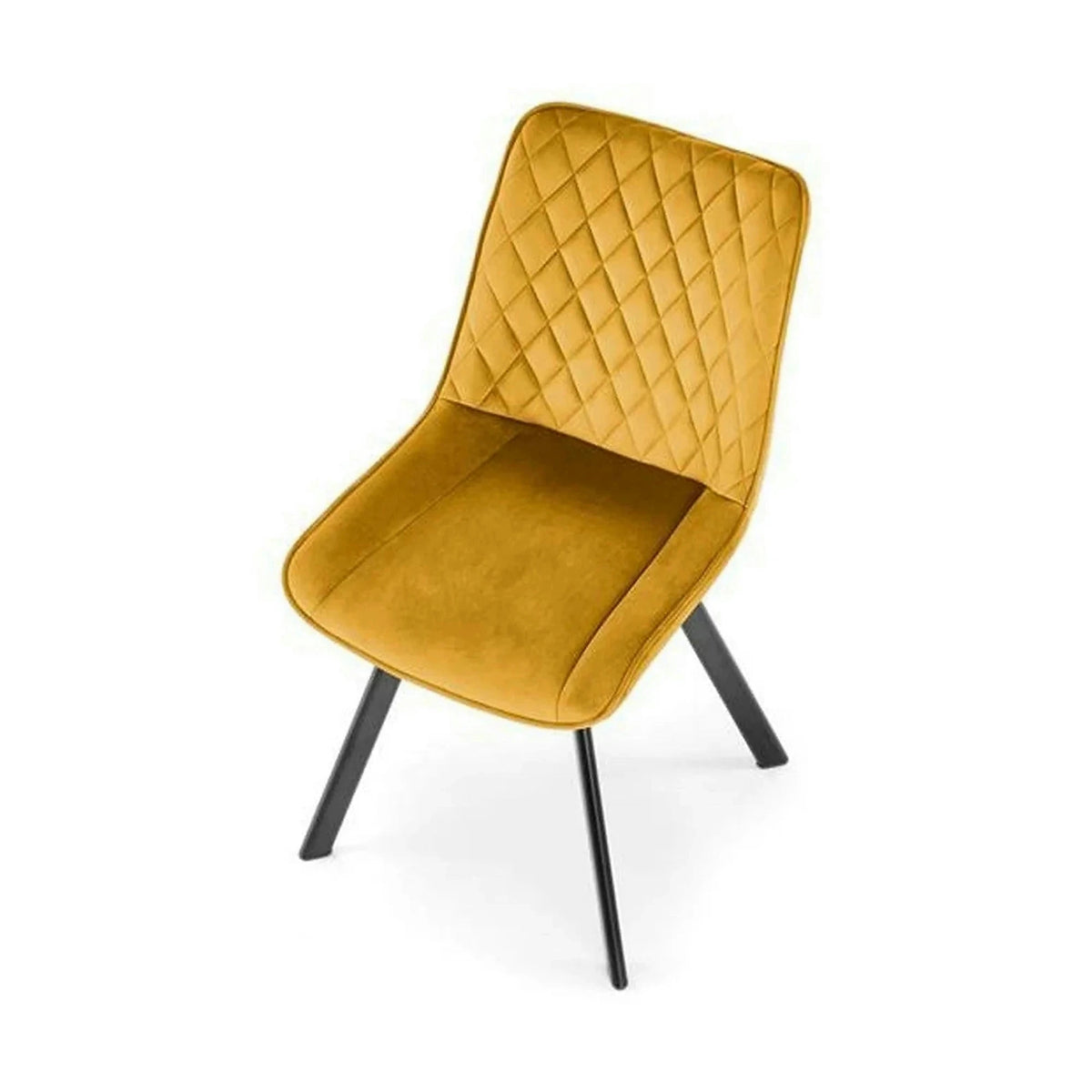Scaun rotativ K520, galben mustar/negru, stofa catifelata/metal, 45x63x80 cm