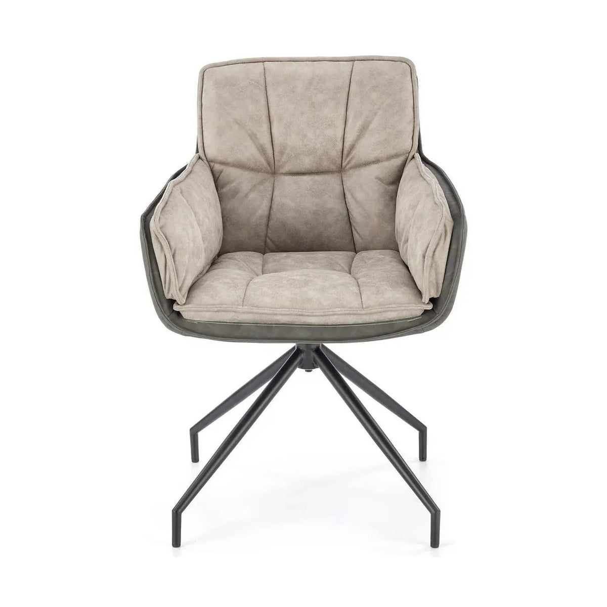 Scaun rotativ K523, gri/negru, stofa/piele ecologica, 61x61x85 cm