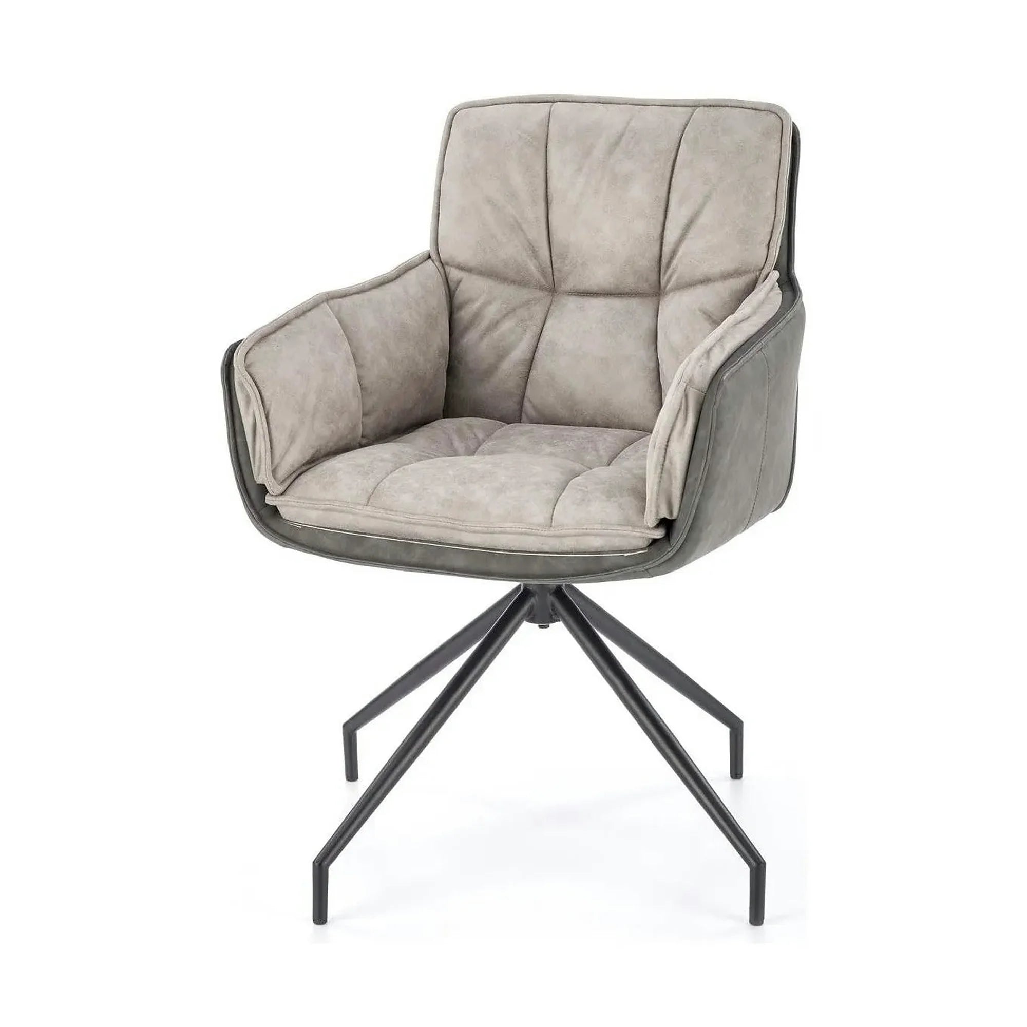 Scaun rotativ K523, gri/negru, stofa/piele ecologica, 61x61x85 cm