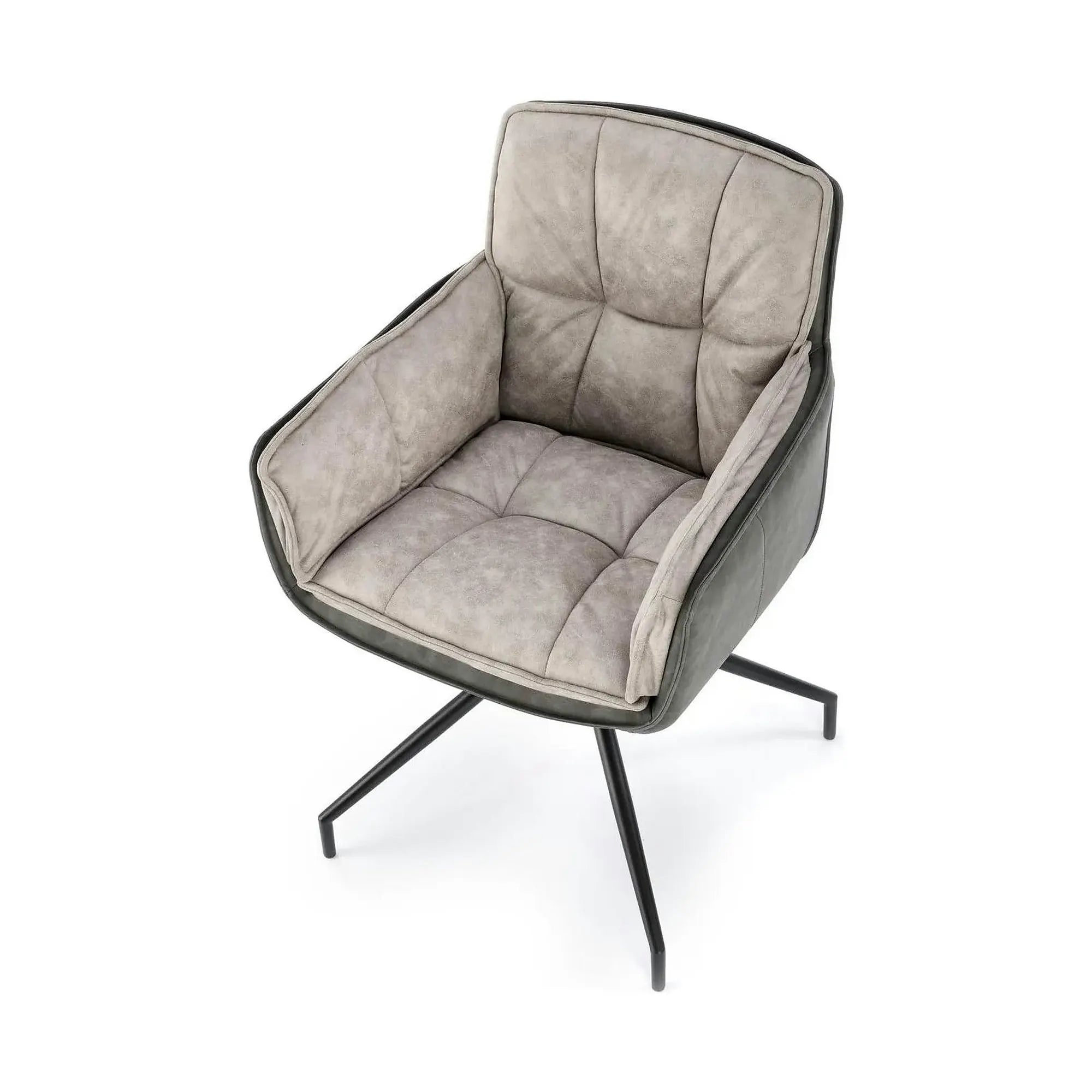 Scaun rotativ K523, gri/negru, stofa/piele ecologica, 61x61x85 cm