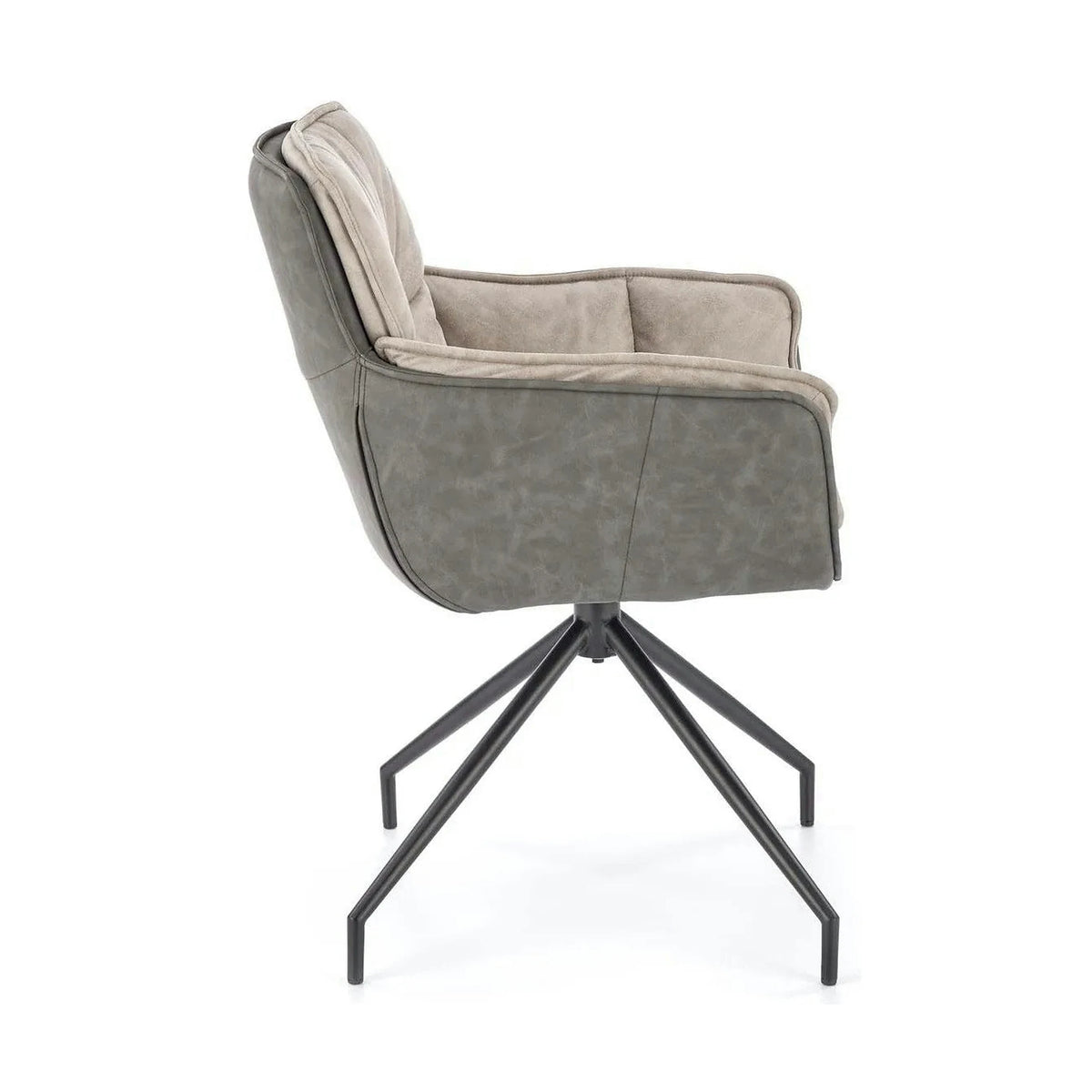 Scaun rotativ K523, gri/negru, stofa/piele ecologica, 61x61x85 cm