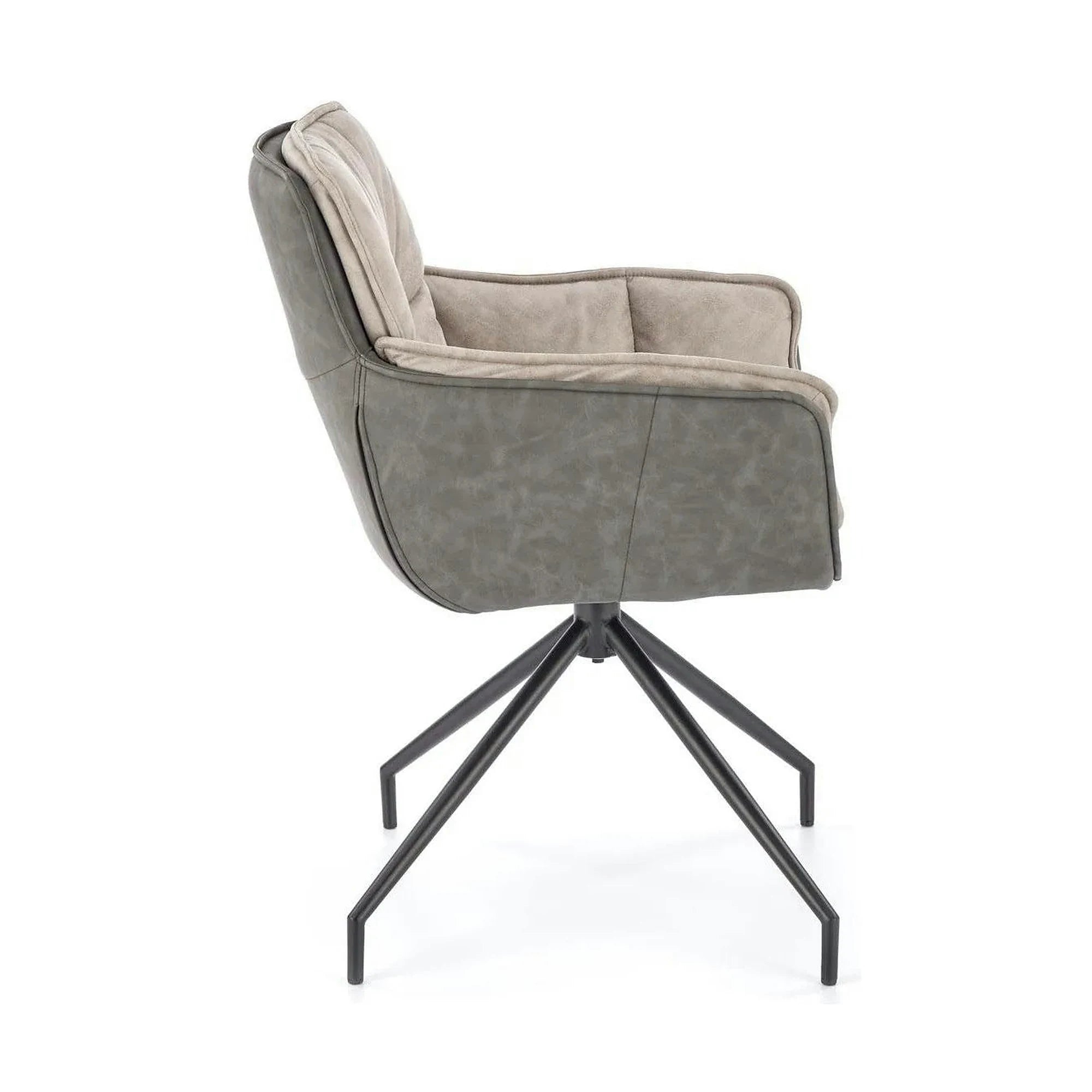 Scaun rotativ K523, gri/negru, stofa/piele ecologica, 61x61x85 cm